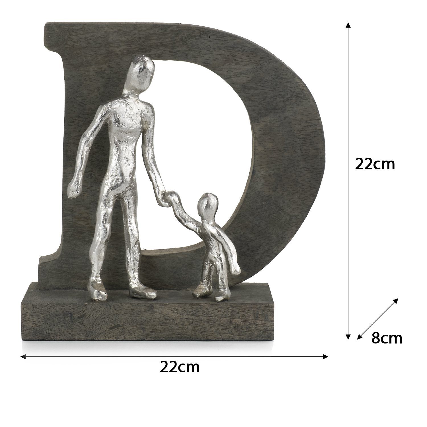 Wanddeko, Tischdeko, Fensterdeko, 25 cm, Holzdeko Vater Skulptur x Moritz Dekoobjekt Tochter 8 22 Holz, Kind und x Sohn