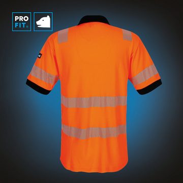 PRO FIT by Fitzner Poloshirt Warnschutz Neon Orange - Grau, (1, Stück) Warnschutzkleidung, Weich, Komfortabel, Hohe Sichtbarkeit