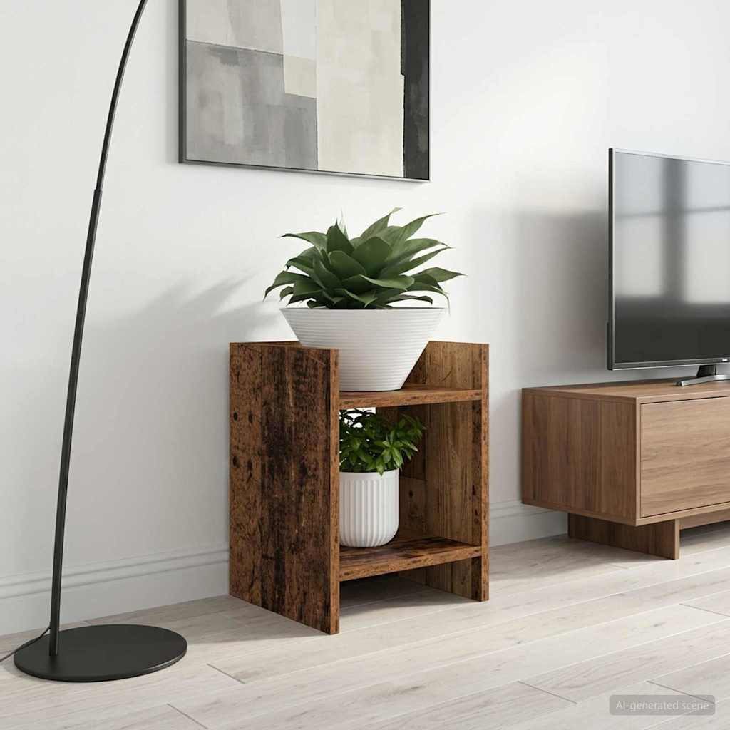 vidaXL Blumenständer Pflanzenständer mit Regal Altholz 30 x 30 x 40 cm Holzwerkstoff (1 St)