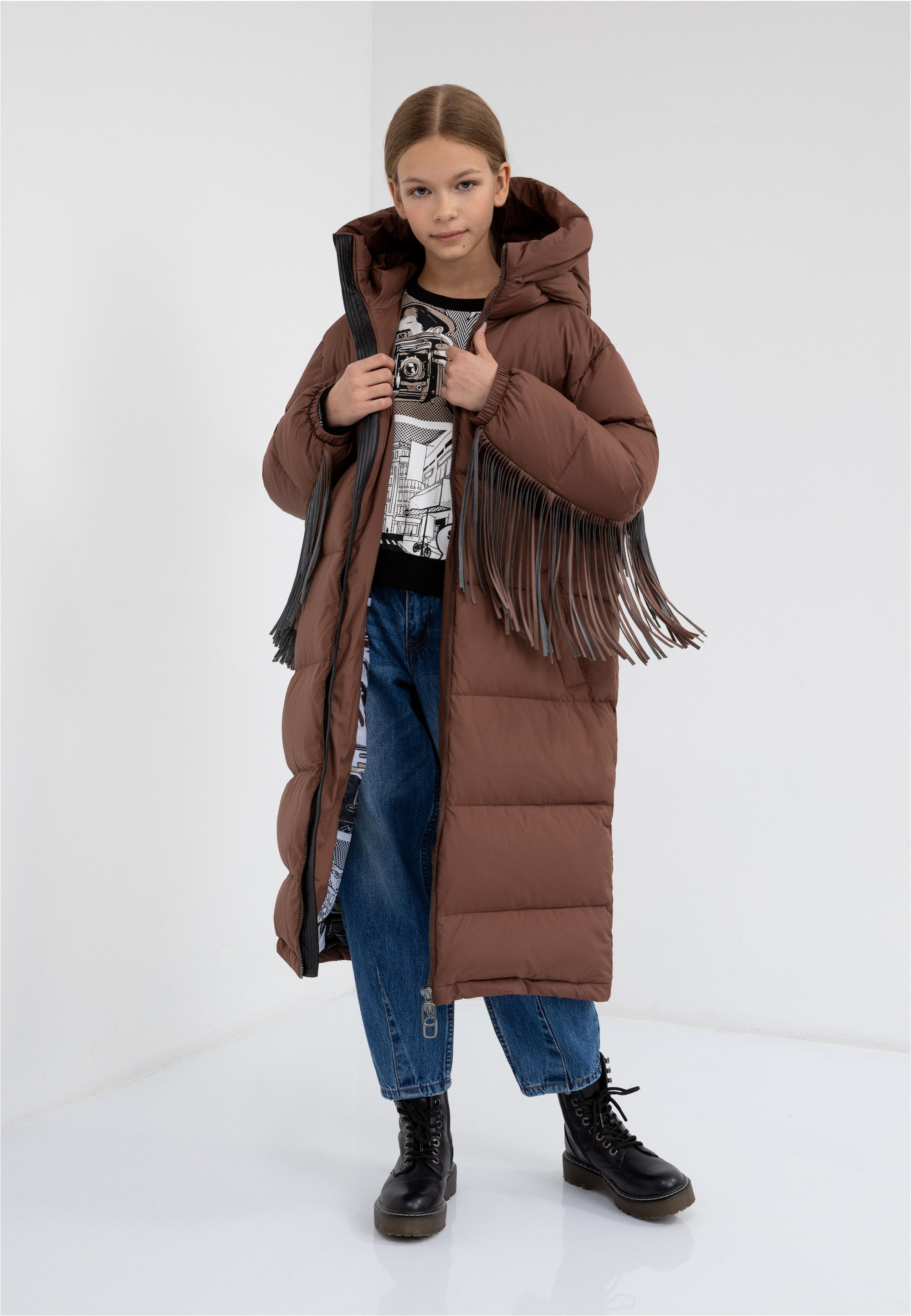 Gulliver Outdoorjacke Steppmantel mit trendigem Fransen-Besatz