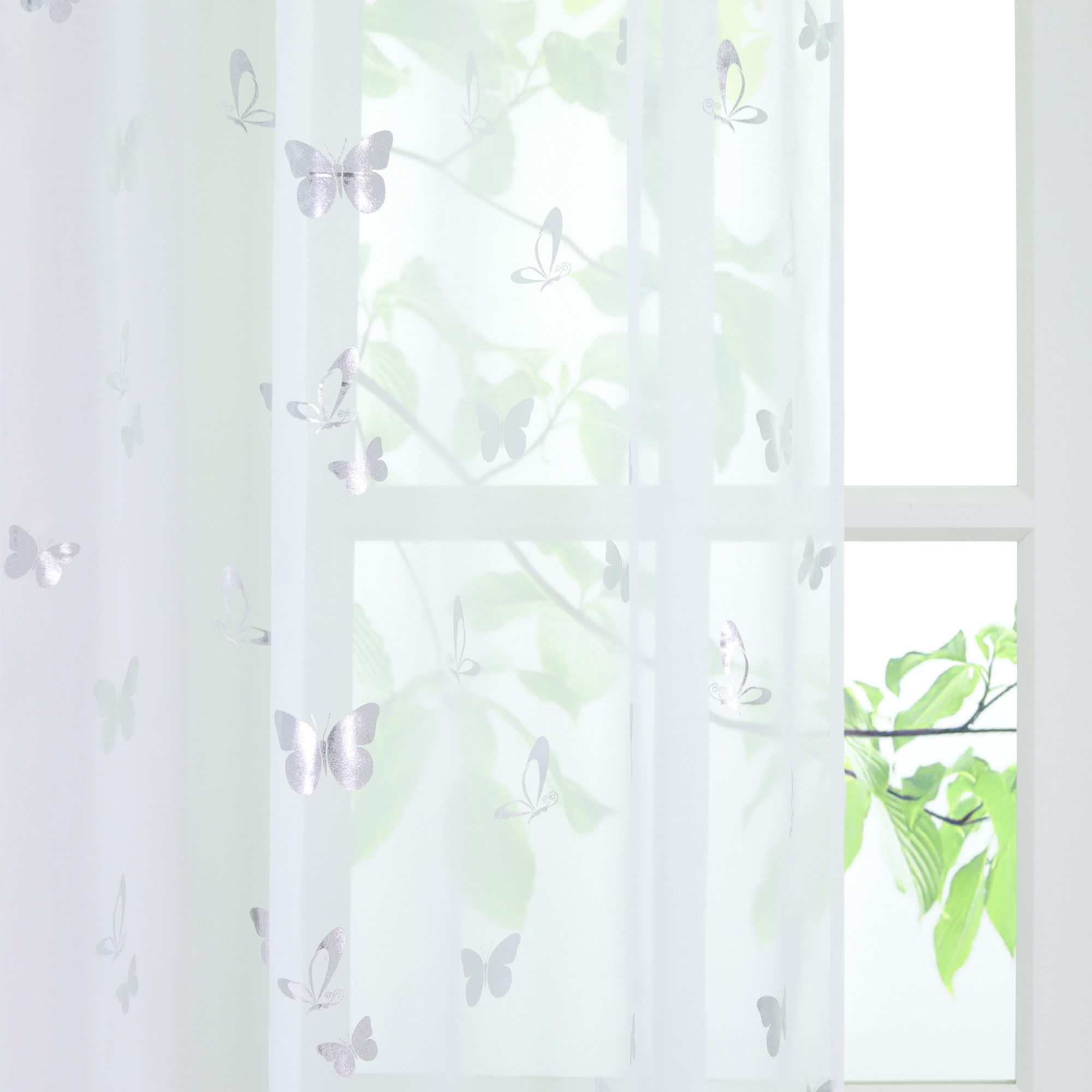Joyswahl Gardine (1 St), Kräuselband, transparent, Schmetterlinge Dekoschal Luftige Voile Fensterstores, Wohnzimmer