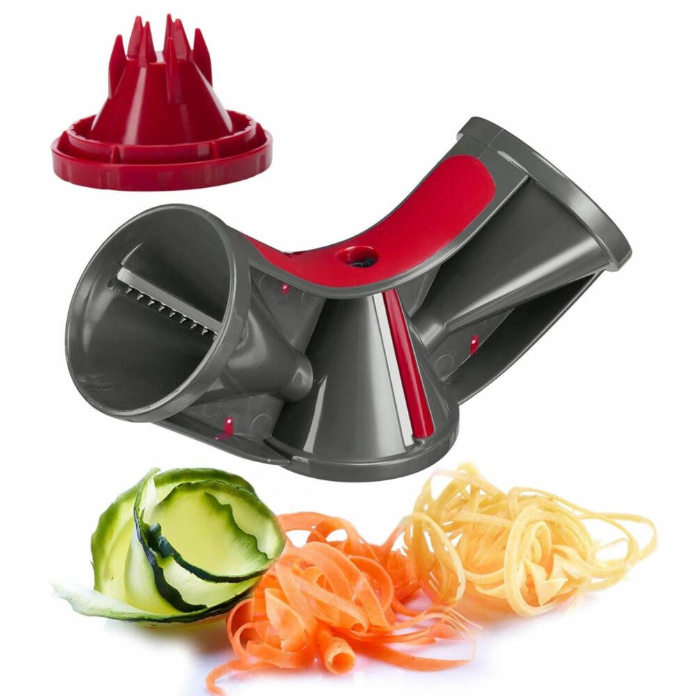 WESTMARK Spiralschneider mit 3 Schneidkegeln und Restehalter, Spiralen, Julienne fein & grob, rostfrei, spülmaschinengeeignet, BPA-frei, platzsparend