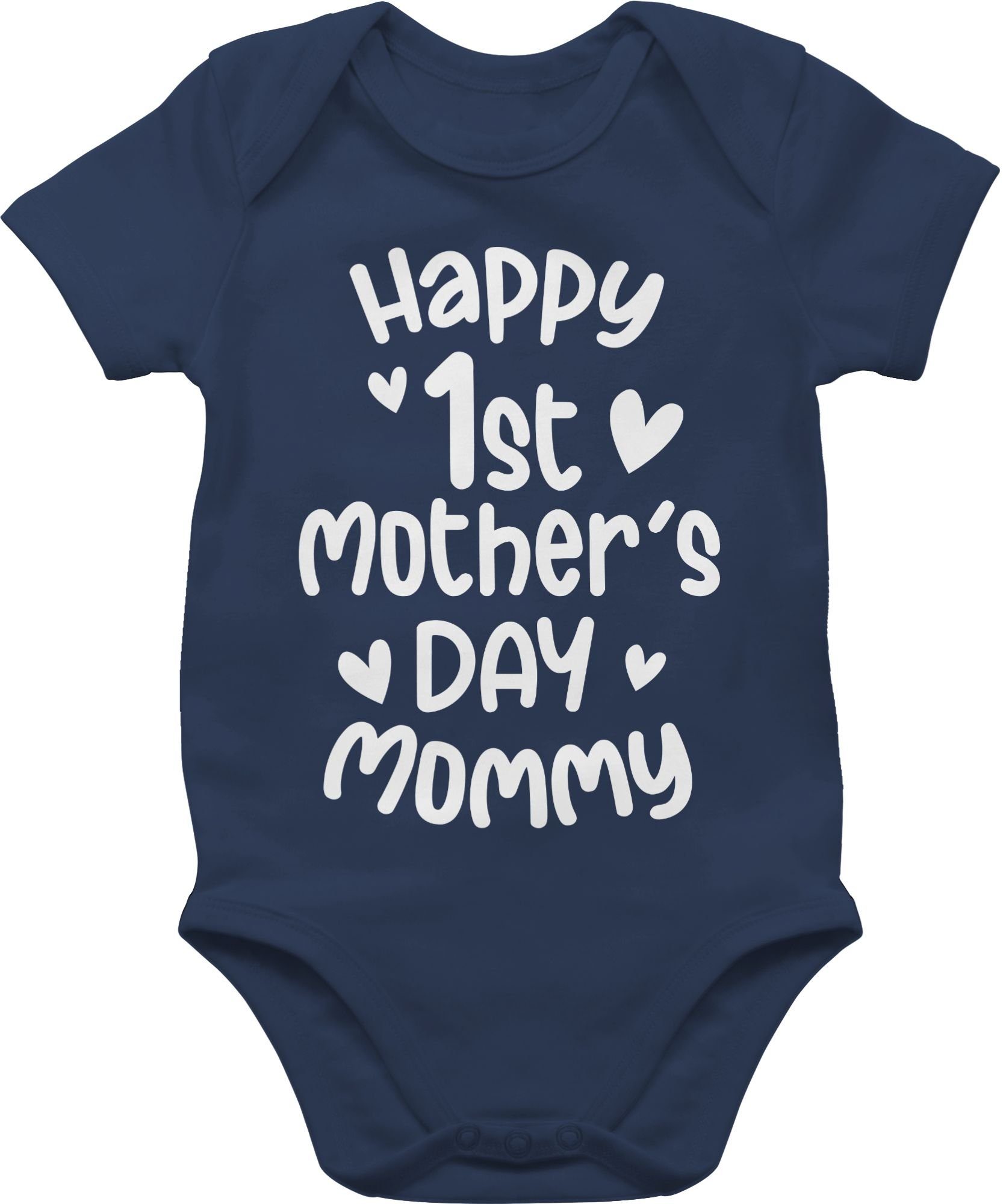 Shirtracer Shirtbody Happy 1st mother's day mommy weiß (1-tlg) Muttertagsgeschenk 2 Navy Blau