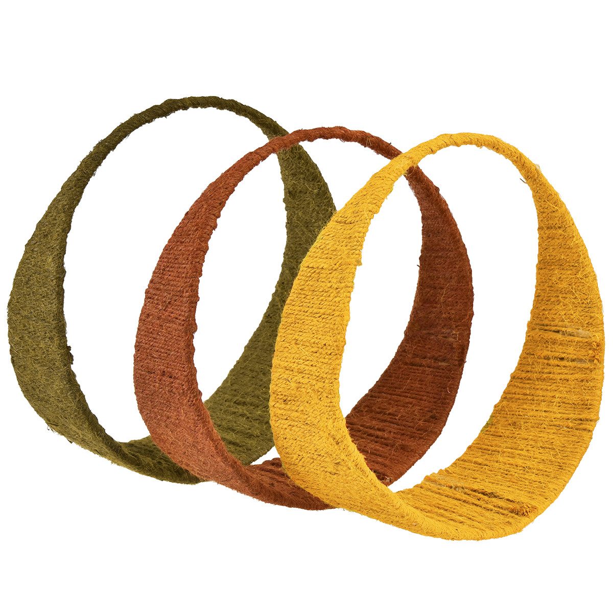 Florists Products Streudeko Dekoring-Set Jute Ring breit in Gelb Ocker Braun Ø30cm, 3 Stück
