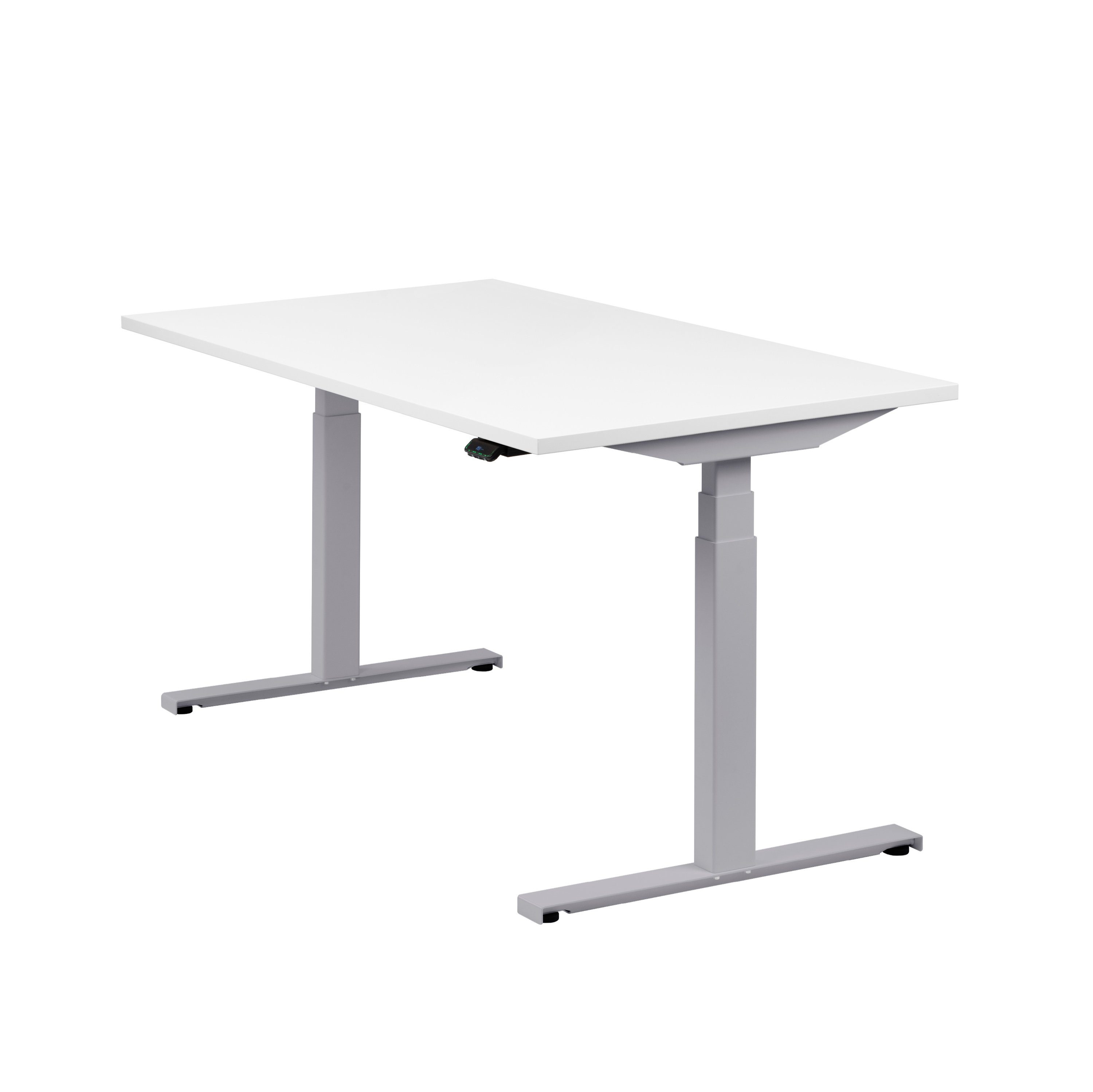 boho office® Schreibtisch Easydesk, Silber elektrisch höhenverstellbar Tischplatte Weiß 140 x 80 cm Silber | Weiß
