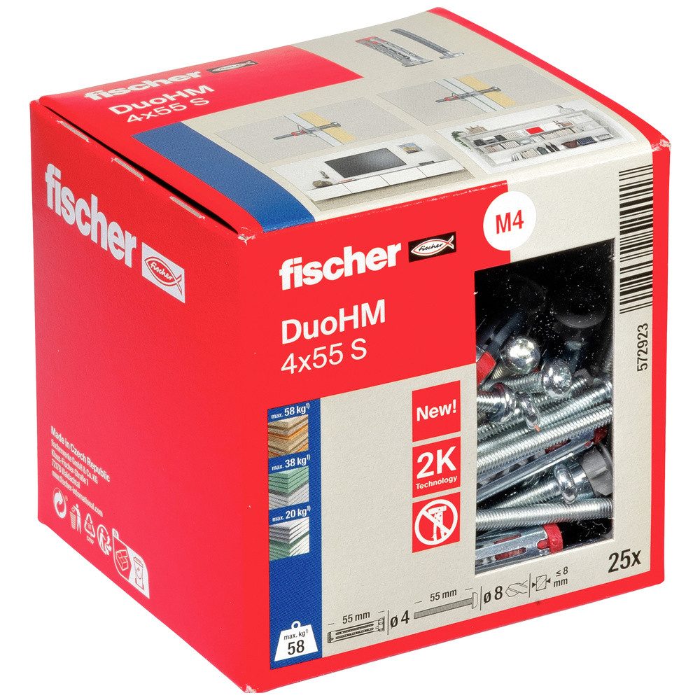 Fischer Дюбель-Set Fischer 572923 DuoHM 4x55 S PH TX Hohlraumdübel 55 mm 25 St.