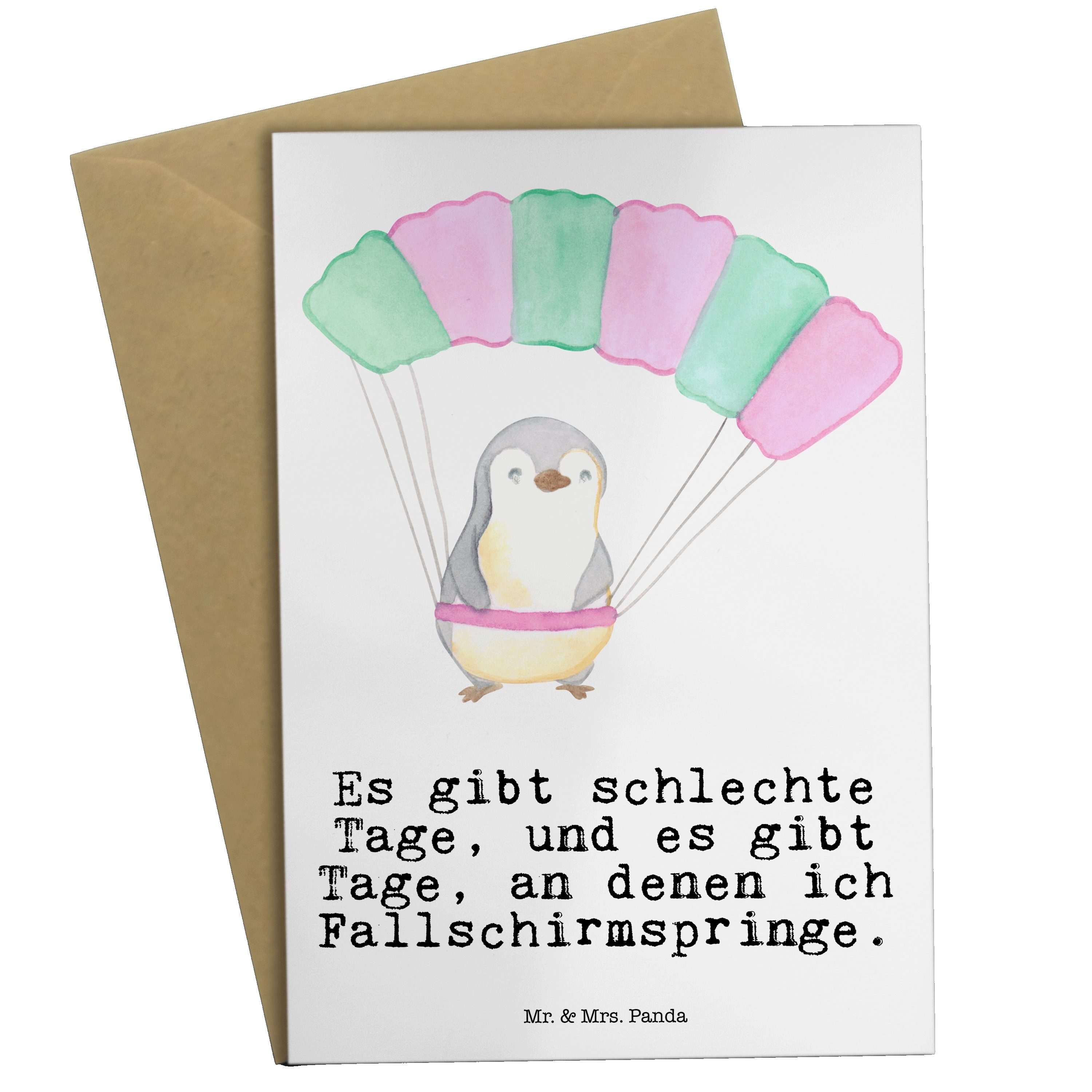 Pinguin Geschenk, - Panda Fallschirm Klappkarte, Gebur - Grußkarte & springen Mr. Weiß Mrs. Tage