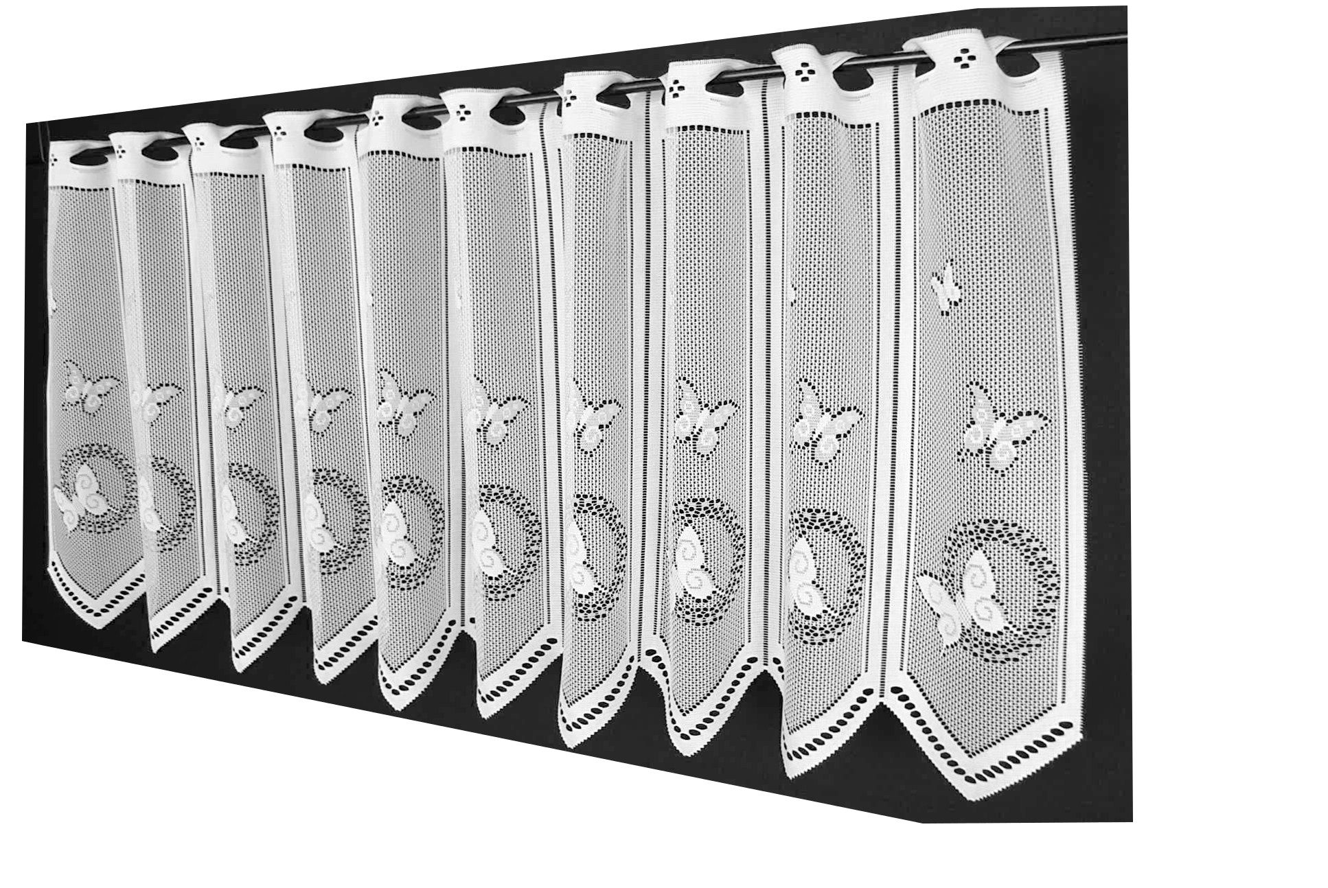 Gardinen Kranzusch Scheibengardine Schmetterlinge (1 St), Stangendurchzug, transparent, Stablöcher,transparent,verschiedene Höhen, Breiten – Bild 4 von 4
