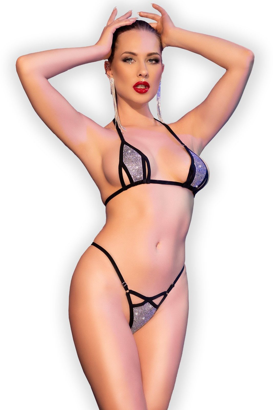 Push-Up-Bikini Chilirose - Mini-Bikini CR4659 schwarz/silber