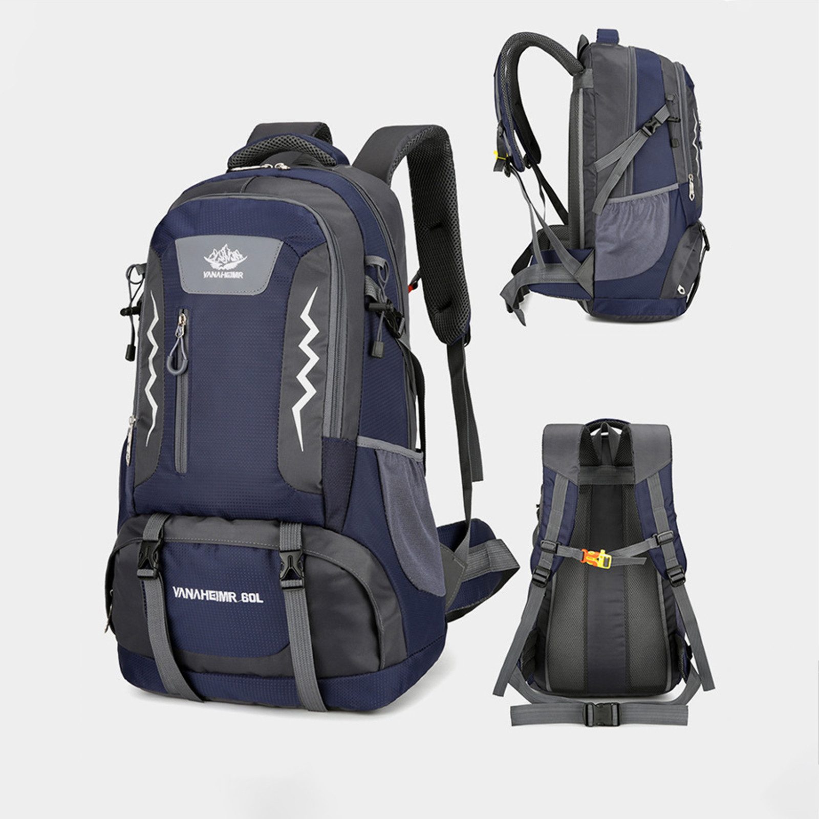REDOM Wanderrucksack Outdoor Rucksack Camping Reise Backpack Großer Taktischer Rucksack (60L Outdoor-Sport leicht Trekkingrucksack 30 x 20 x 55 cm, 1-tlg., verstellbarer Brustgurt, mit Reflektierende Streifen), für Herren Damen Teenager Freizeit Arbeit Bergsteigen Jagd Trekking
