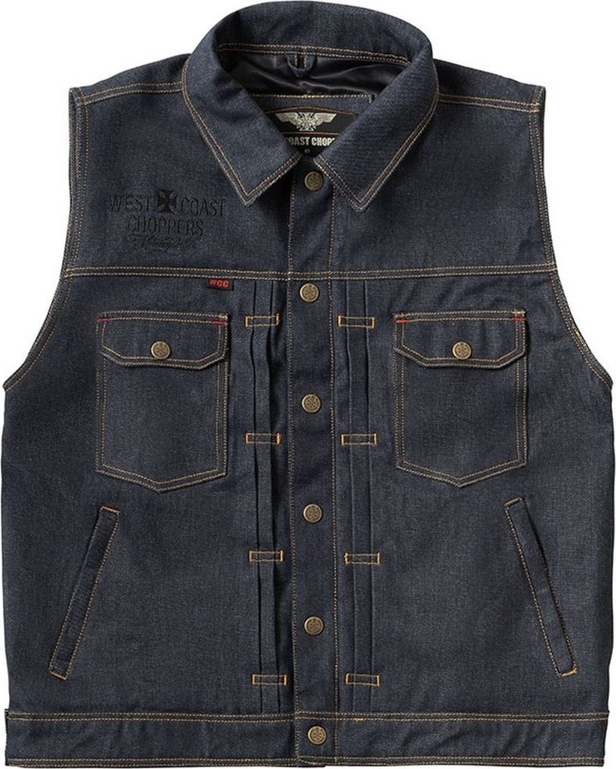 West Coast Choppers Sweatweste Collab 131/2 Denim Riding Vest - Blue Raw Denim