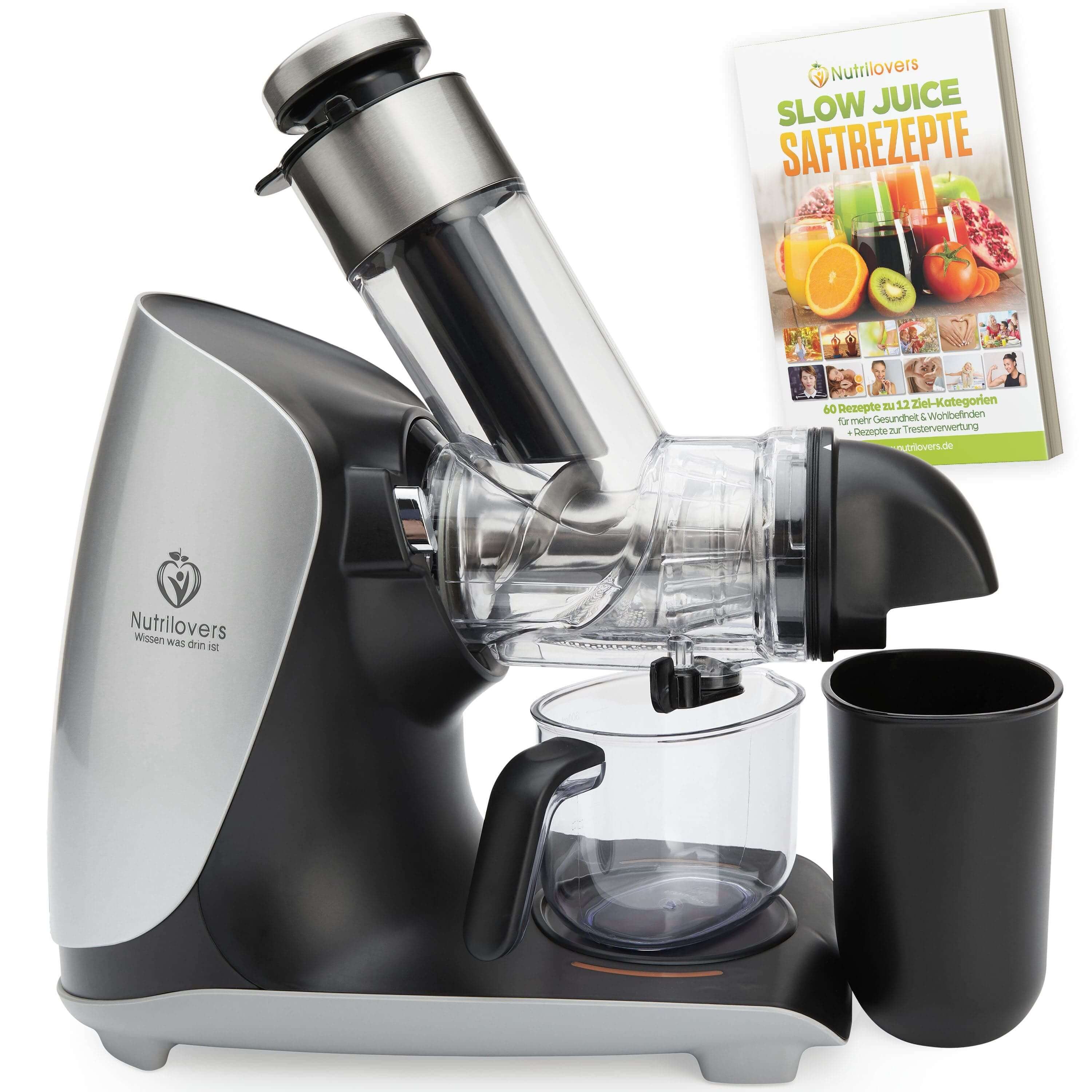 Nutrilovers Slow Juicer Edelstahl Slow Juicer - Nährstoffreiche Säfte - Sellerie Entsafter, 200 W