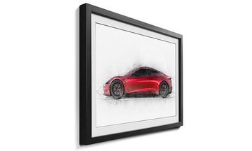WandbilderXXL Bild mit Rahmen Red Roadstar, Auto, Wandbild, in 4 Größen erhältlich