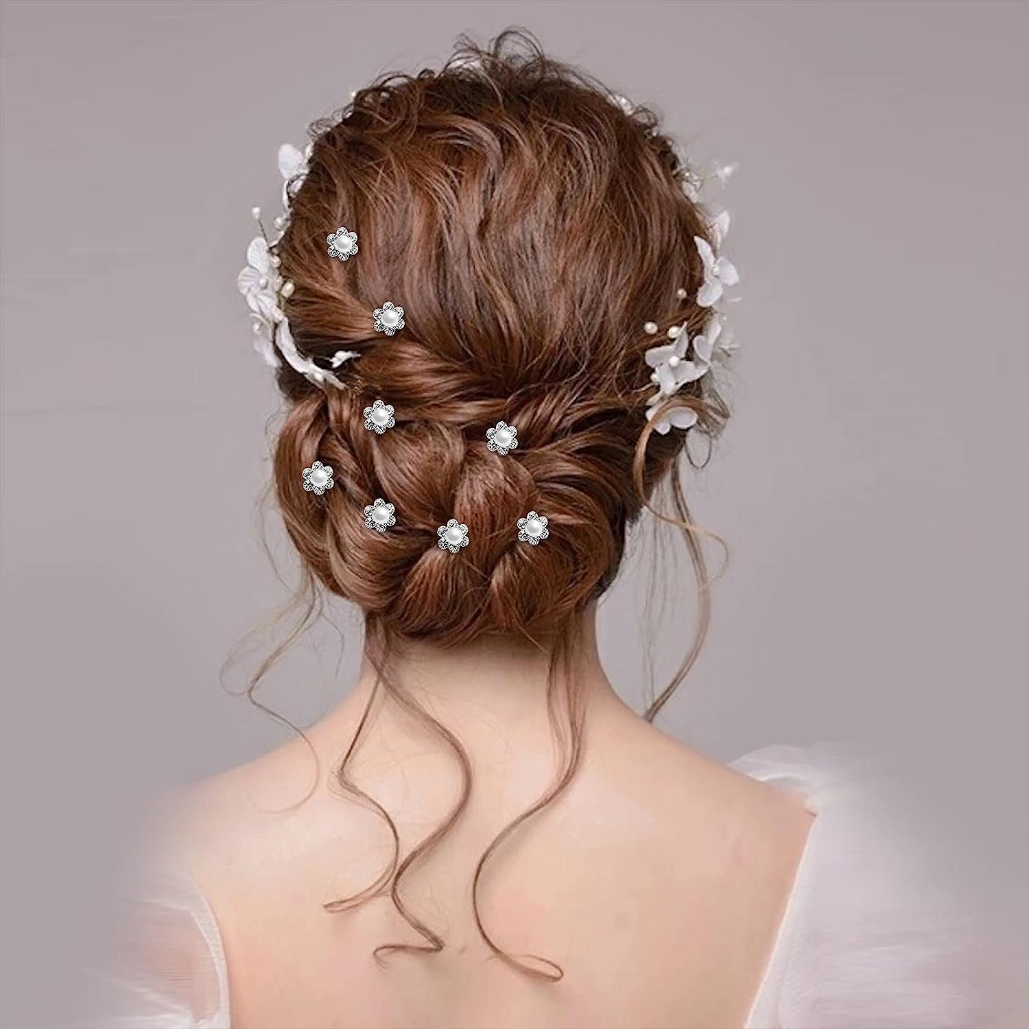 WaKuKa Diadem 40 Stück Hochzeit Haarschmuck U Braut Haarspangen Blume Perlen (40-tlg)