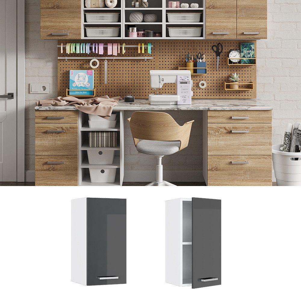 Vicco Schranksystem R-Line, Anthrazit Hochglanz/Weiß, 30 günstig online kaufen