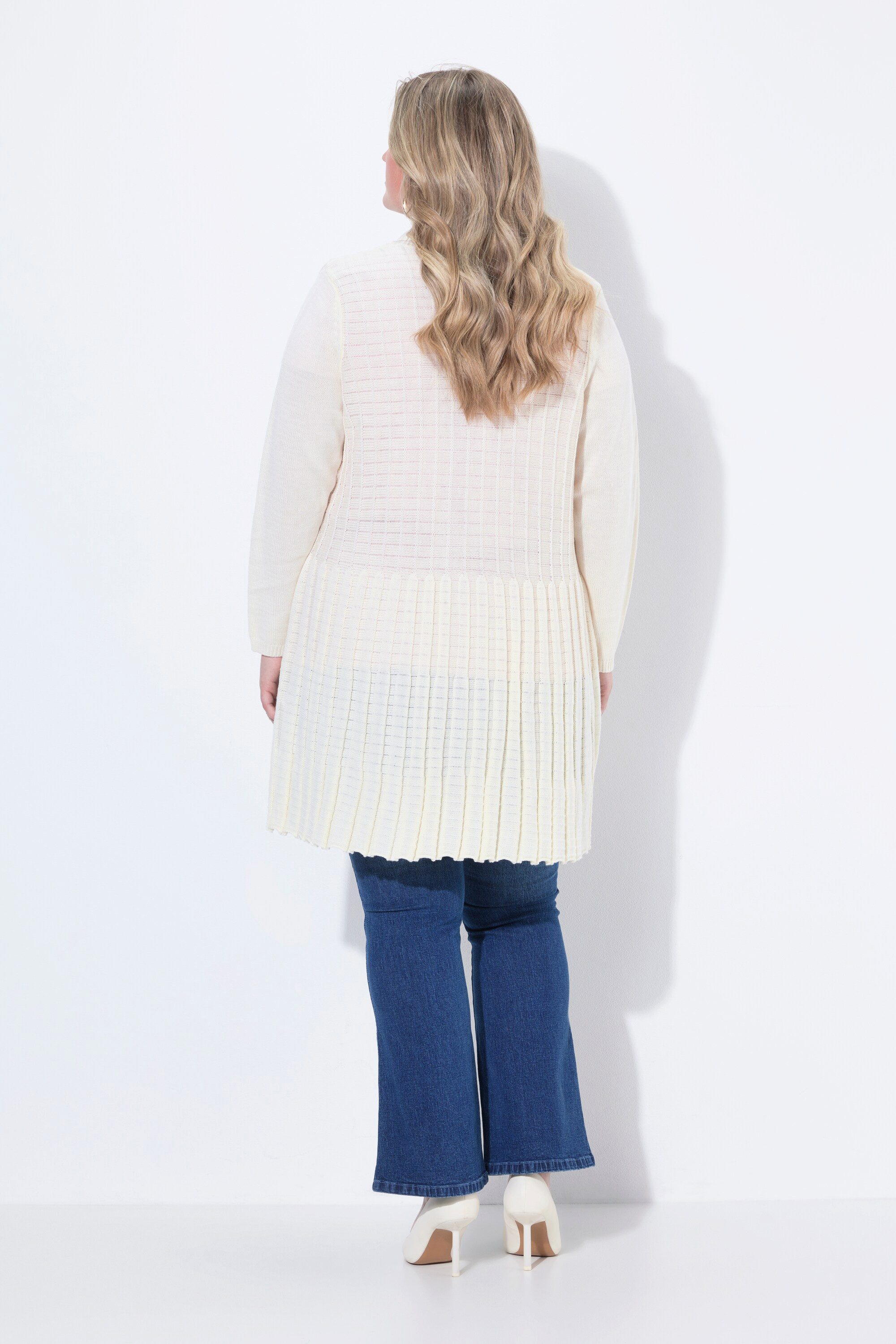 MIAMODA Strickjacke Strickjacke längere A-Linie Strukturmix Wellensaum