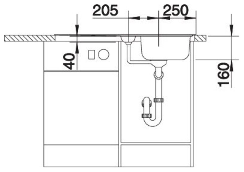Blanco stainless steel sink TIPO 5 S, square, 50/95 cm, (1 pc), suitable for reversible installation, including free stainless steel insert