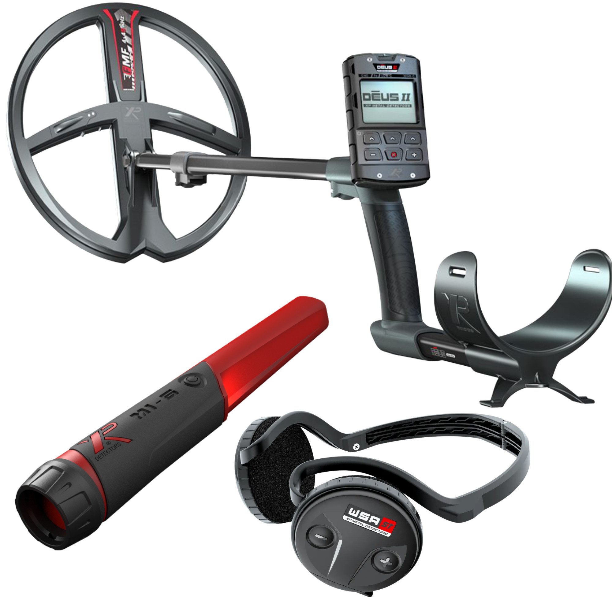 XP Metal Detectors Metalldetektor DEUS 2 II 34 FMF RC WSA ST, 34x28cm Spule, WSA ST Kopfhörer, Gratis Mi6 Pinpointer