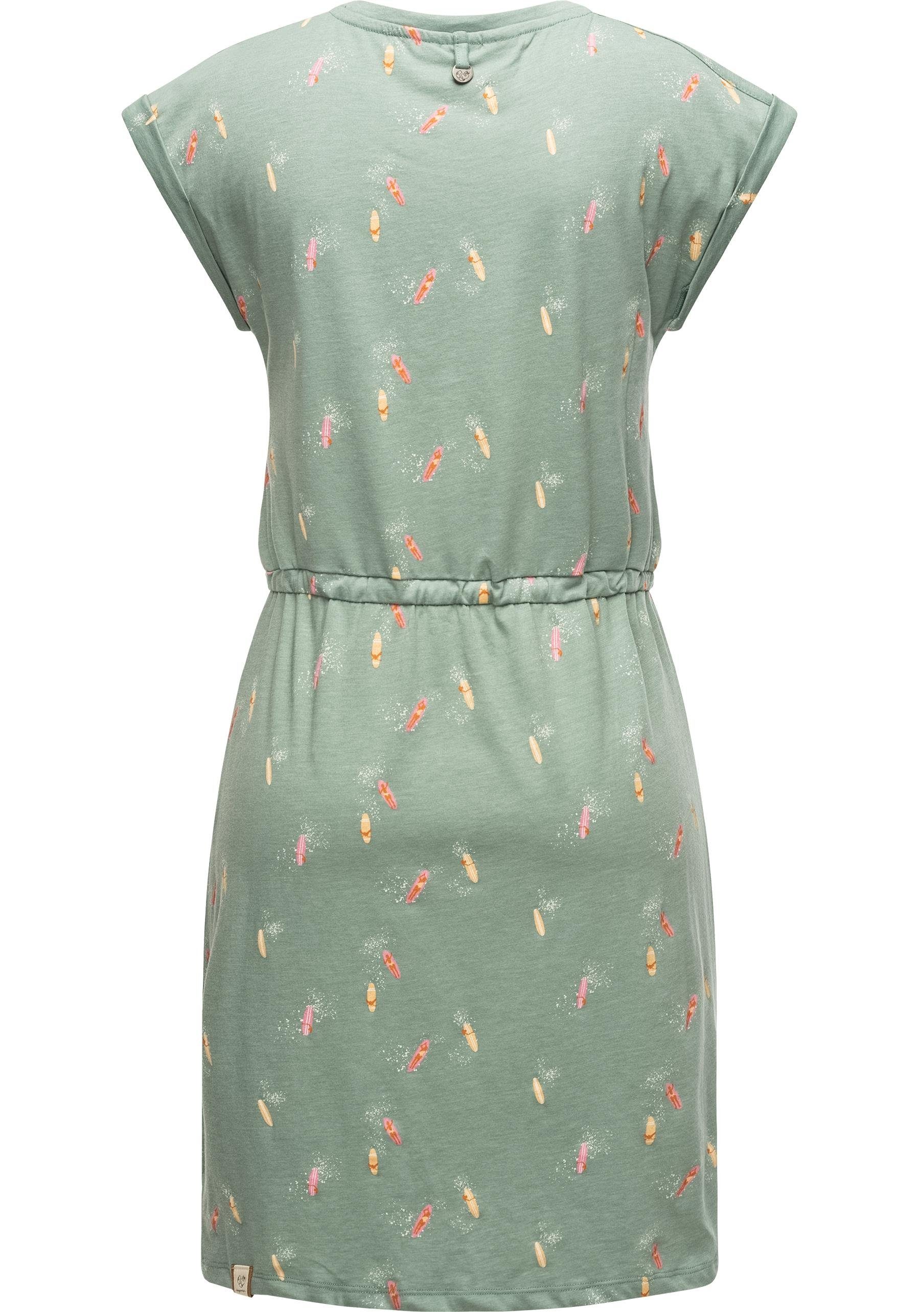 Print Mallory Druckkleid Kleid Kurzes mit Dress aquablau Baumwoll Organic Print Ragwear