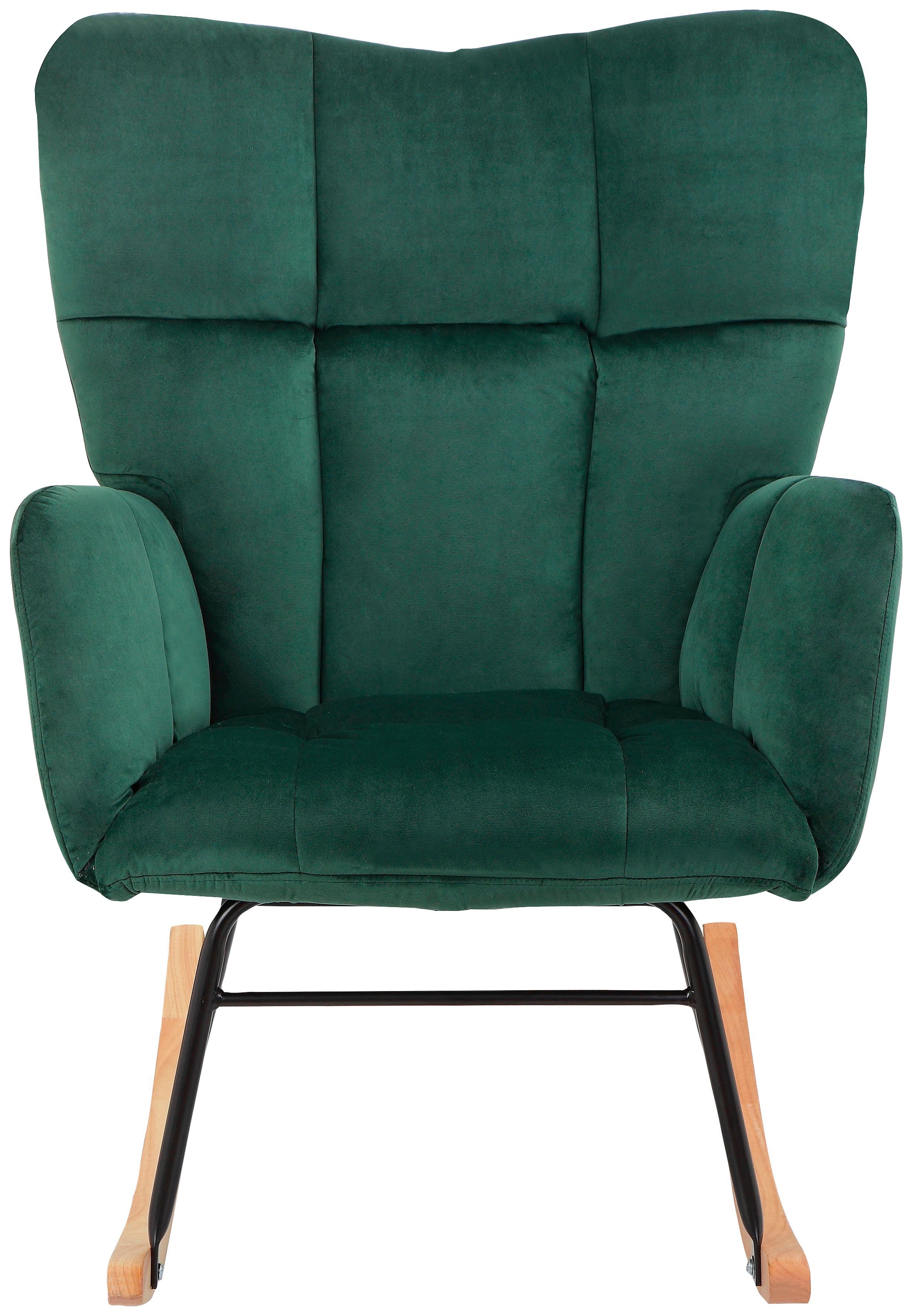 Home affaire Schaukelsessel Anika, Ohrensessel Wohnzimmer mit Funktion, (1-St), Sitz und Rücken gepolstert, Beine aus Metall und Holz, Sitzhöhe 48 cm