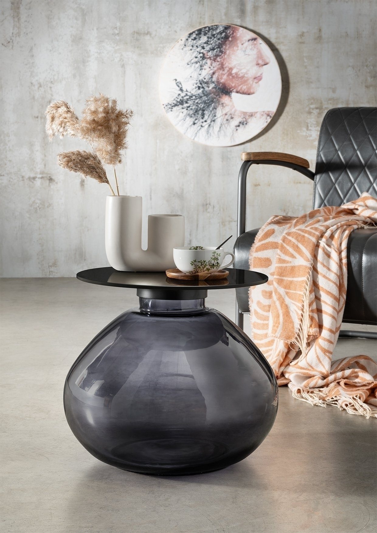 freiraum Beistelltisch 1111, in Schwarzem Glas, Schwarzem Glas - 39x44cm (HxD)