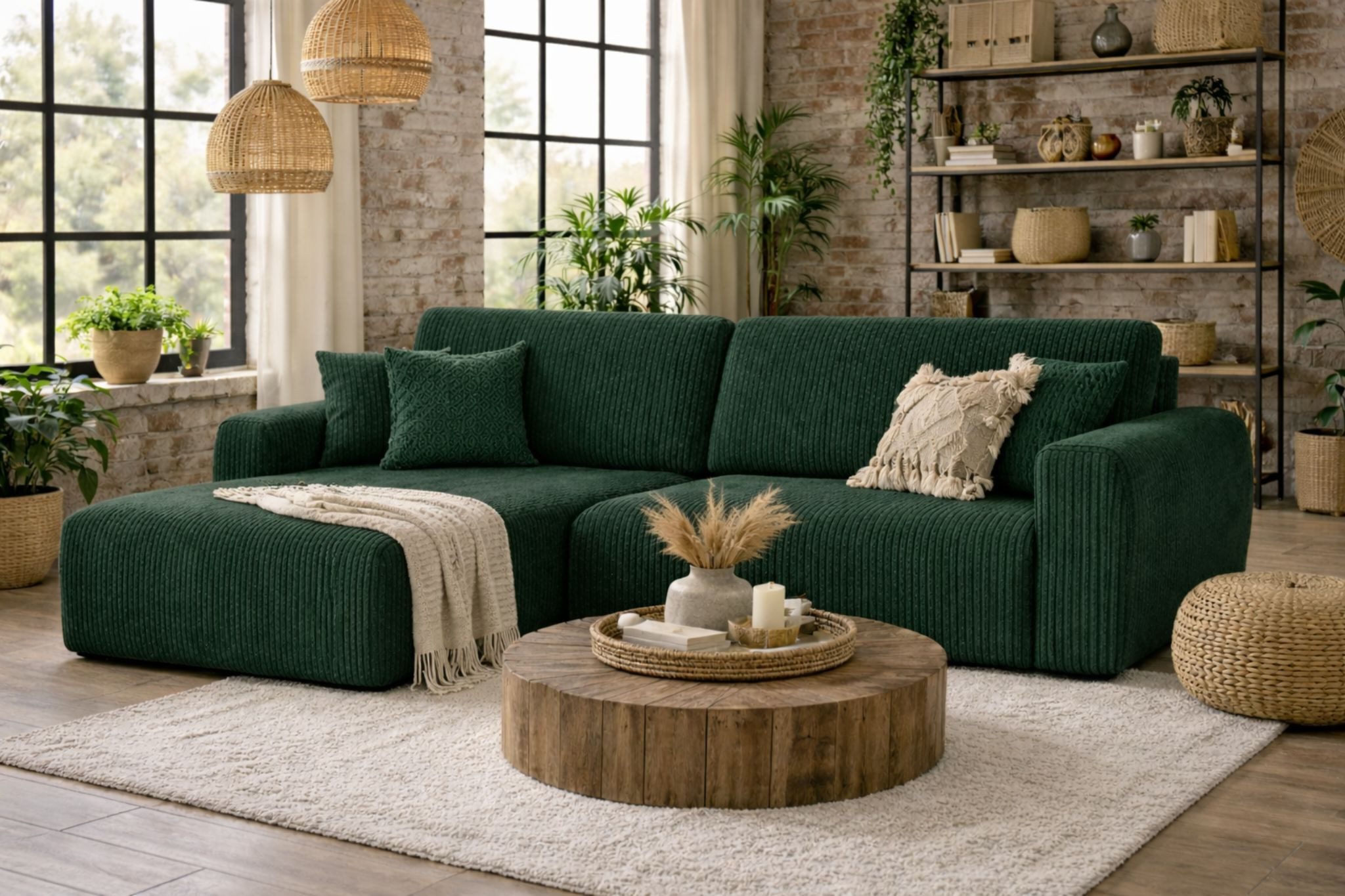 Kaiser Möbel Ecksofa mit Schlaffunktion und Bettkasten Ariel L Cord-Sofa aus Stoff Poso, mit Schlaffunktion,großzügige Liegefläche,pflegeleichter Cordstoff