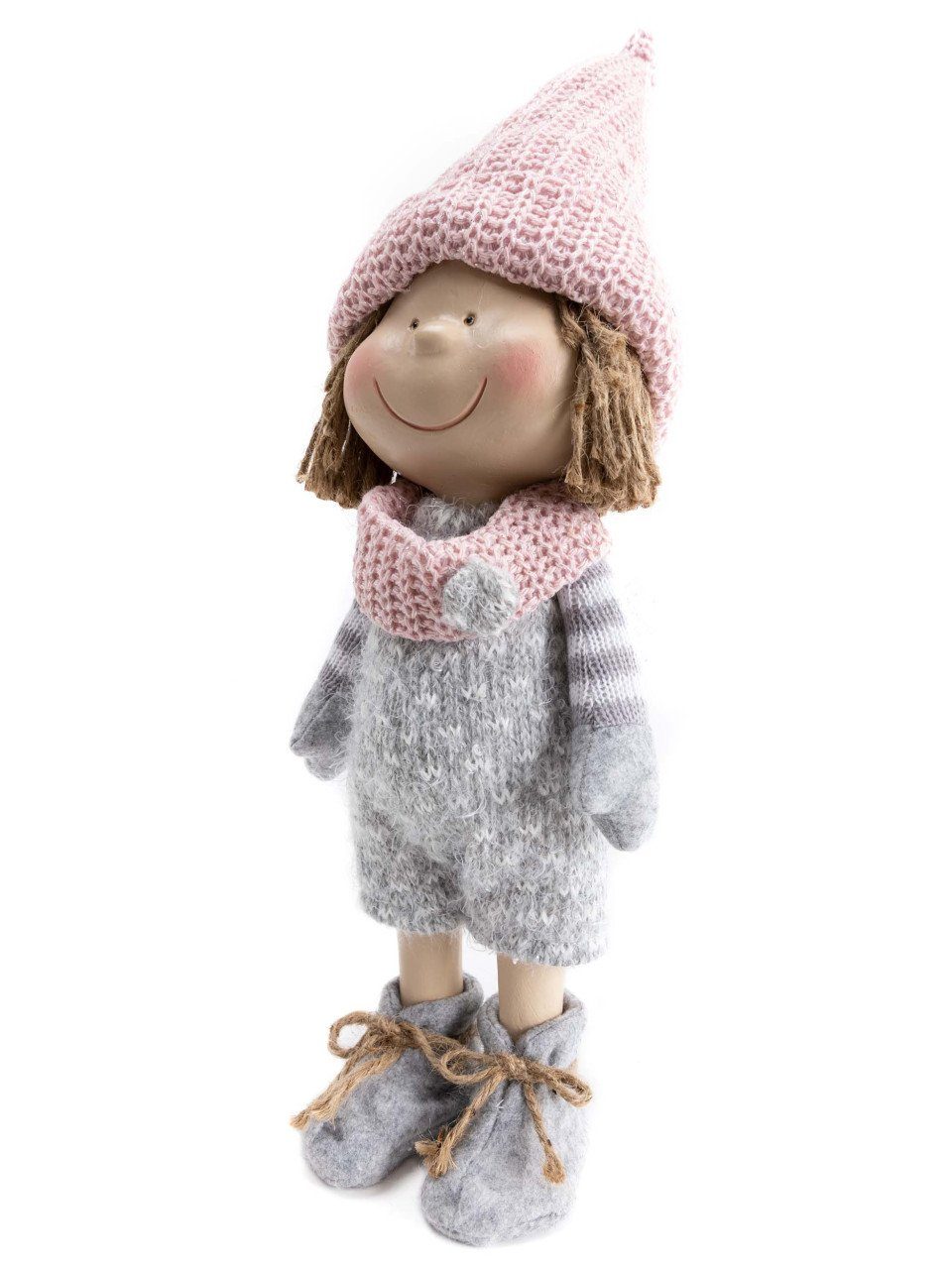 Trend Line Weihnachtsfigur TrendLine Dekofigur Kind 15 x 12 x 42 cm grau-rosa