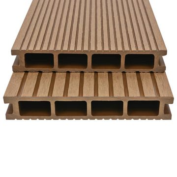 Teppichboden WPC Hohlkammer Terrassendielen mit Zubehör 35 m² 4 m Teak, vidaXL, Höhe: 2.5 mm