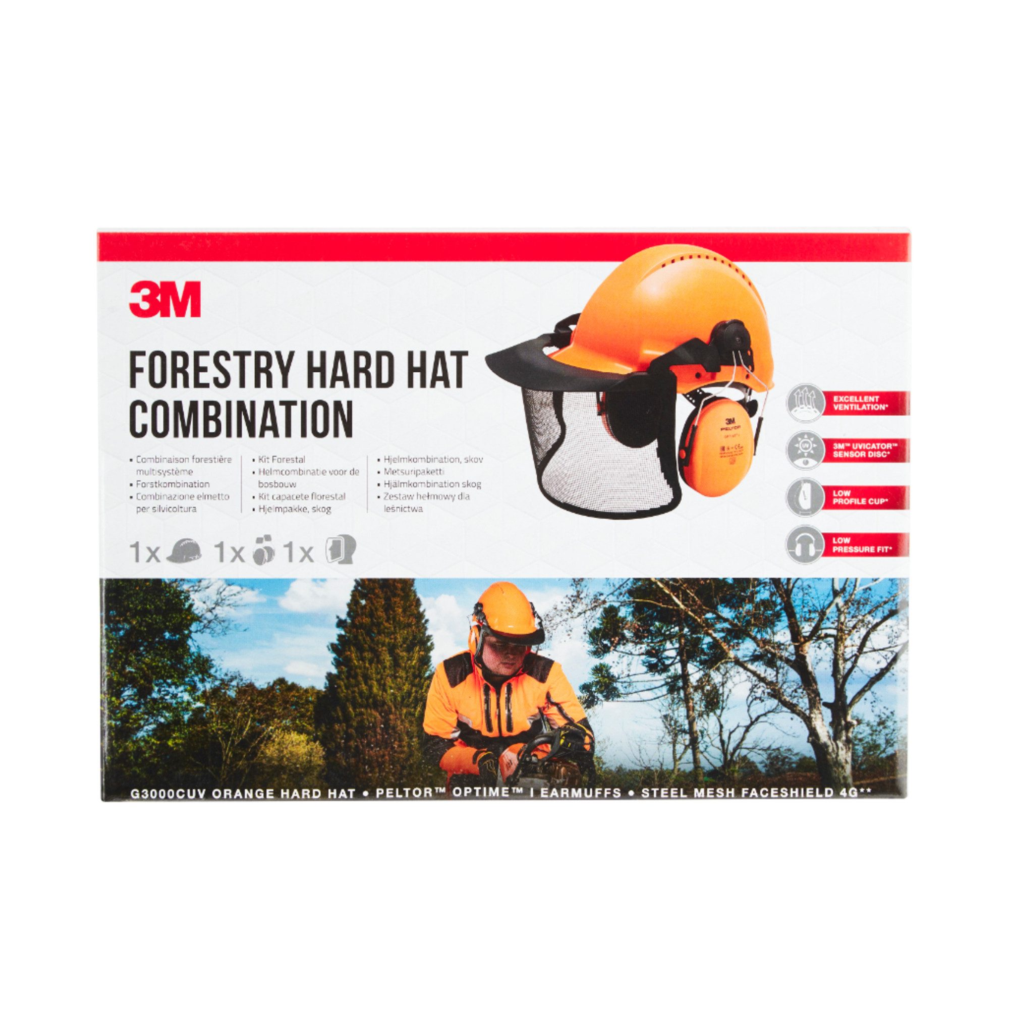 3M Nitril-Handschuhe Schutzhelm-Set G3000CUVFORESTC1