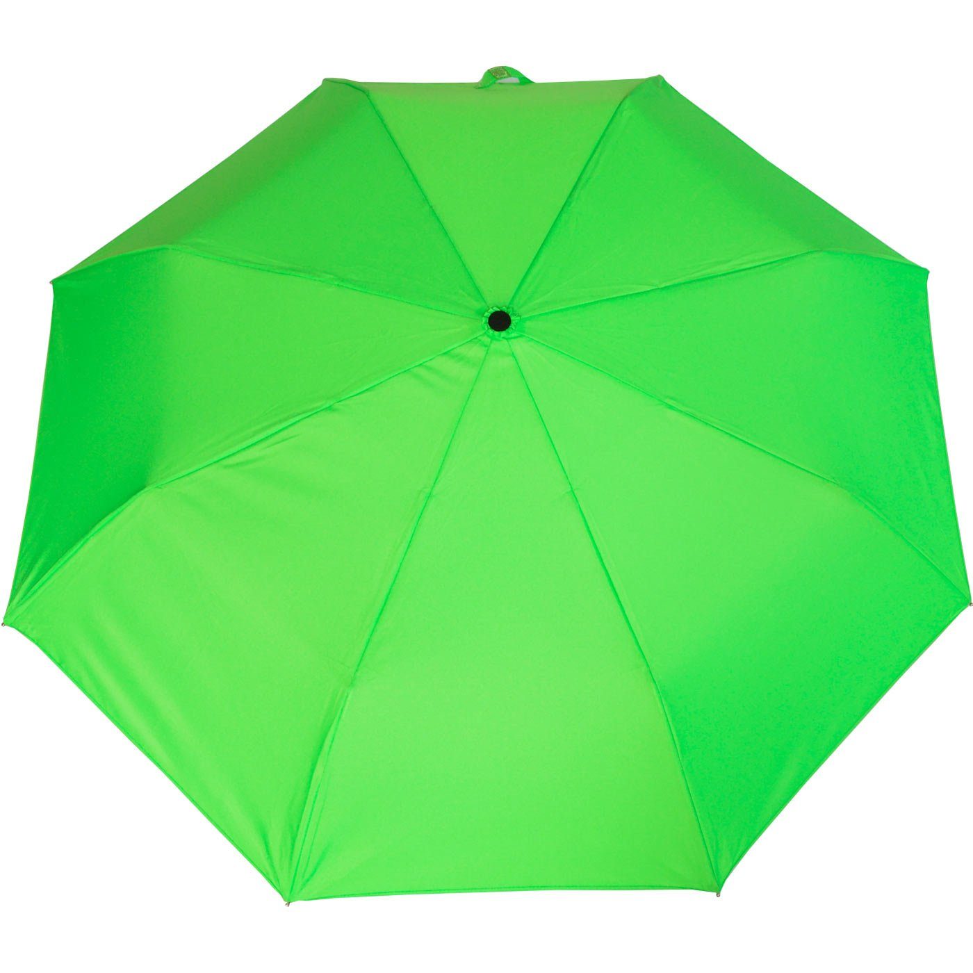 iX-brella Taschenregenschirm Mini Ultra Light leicht, farbenfroh mit - - Dach neon-grün großem extra