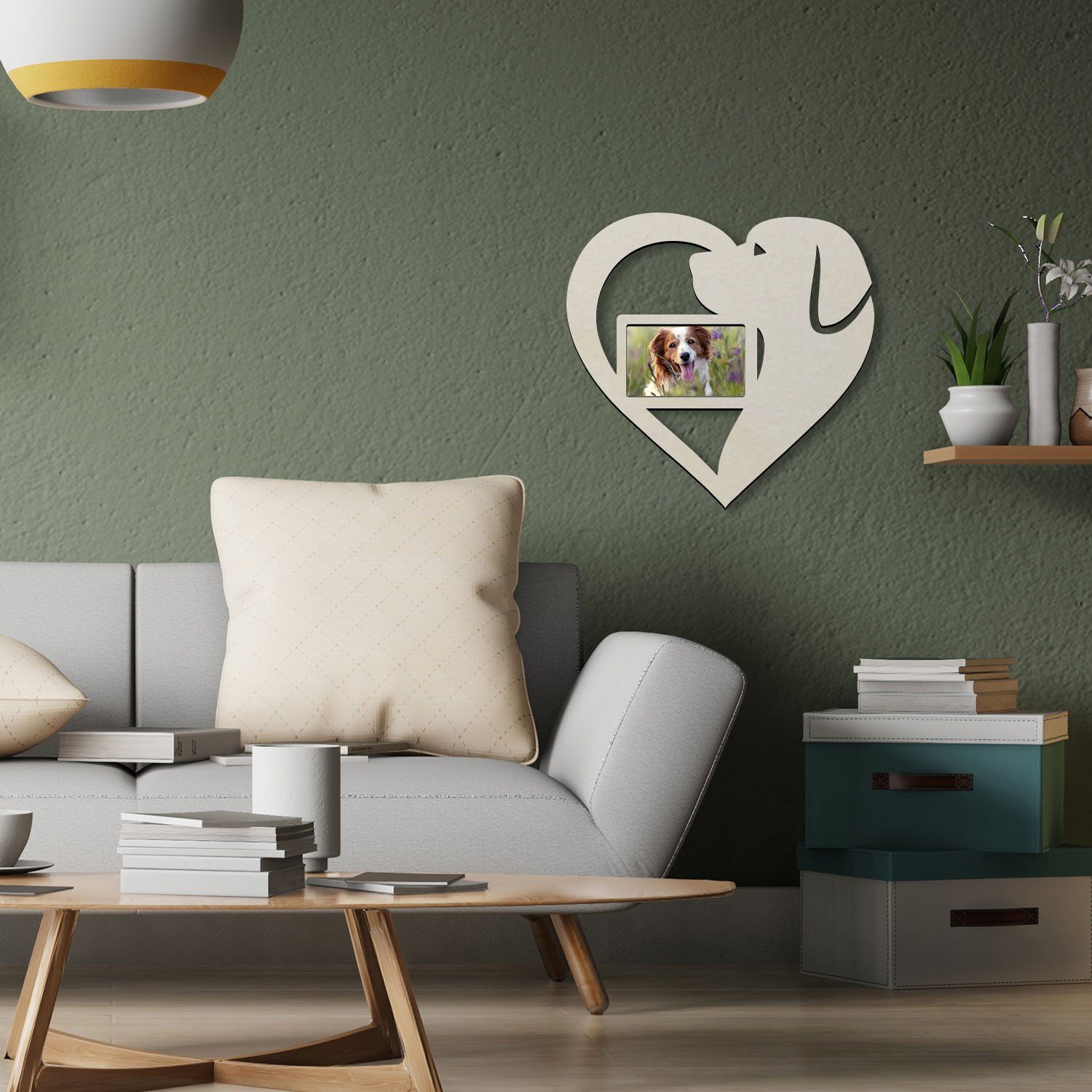 Namofactur Bilderrahmen Hund Herz Fotorahmen aus Holz, Bilderrahmen für Hun günstig online kaufen