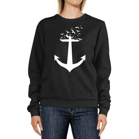Neverless Sweatshirt Sweatshirt Damen Print Aufdruck Trend Anker Vögel Rundhals-Pullover Pulli Sweater Neverless®