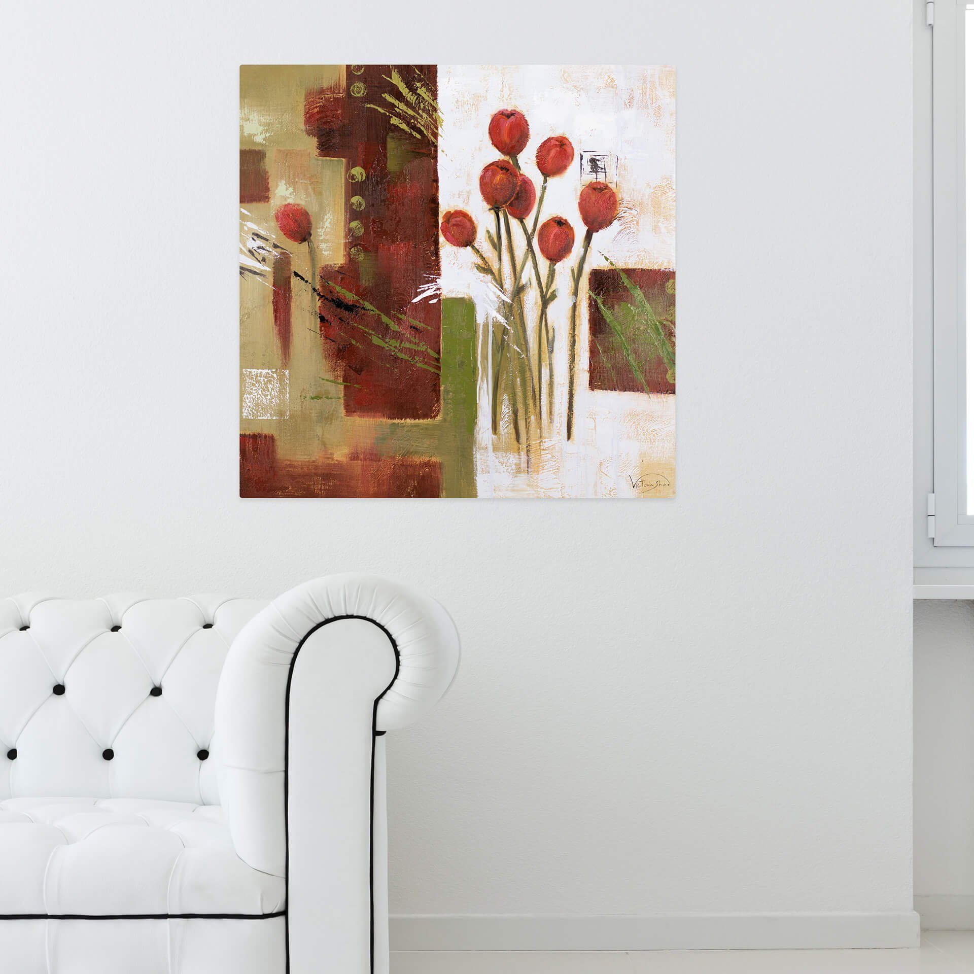 100% Gemälde 80x80 Velvet Leinwandbild cm, Wandbild Wohnzimmer KUNSTLOFT Red HANDGEMALT