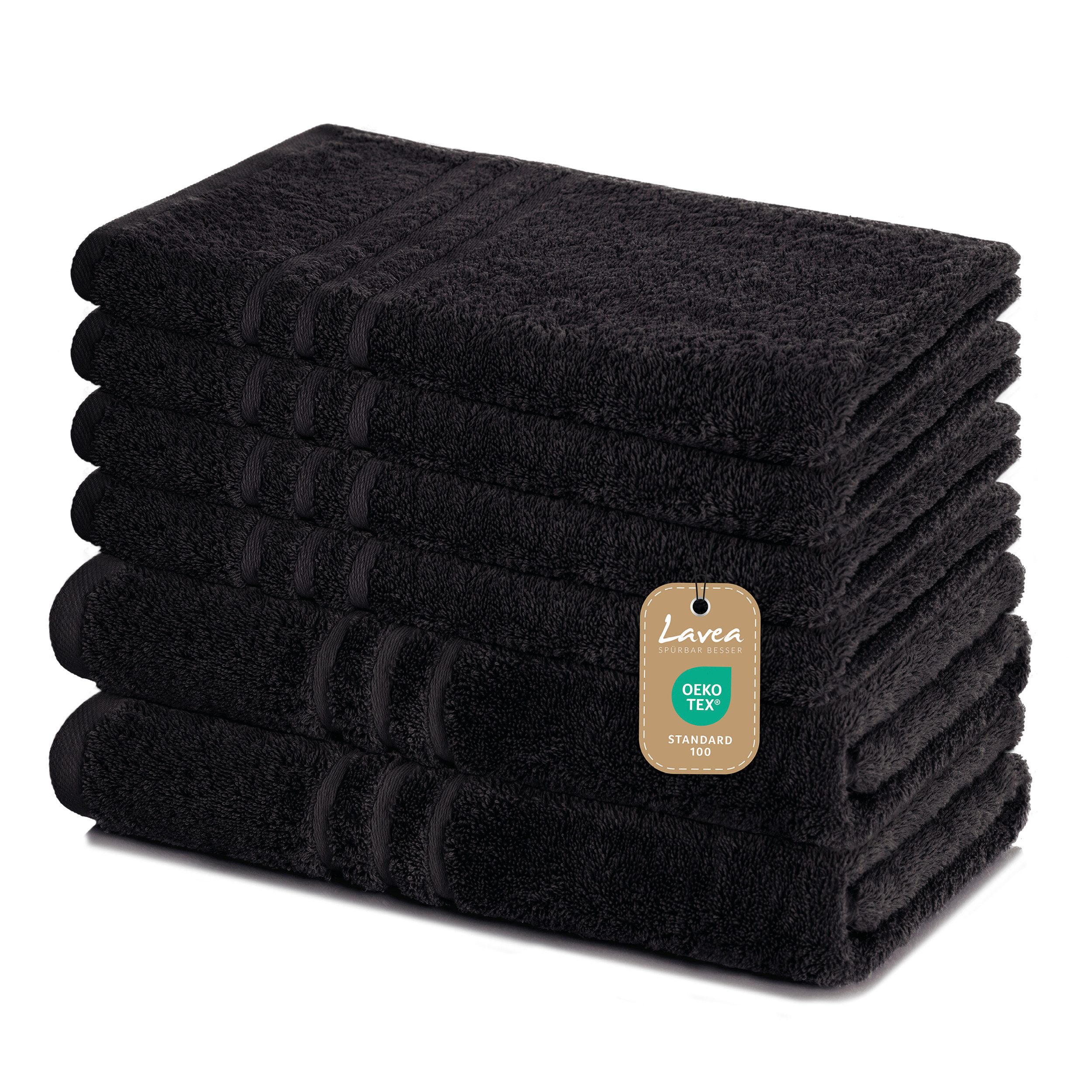 Lavea Handtuch Set Elena, Duschtücher, Handtücher, Gästetücher, Waschhandschuhe, 100% Baumwolle (Set, 6-St), Frottierserie, weich & saugstark, pflegeleicht, 500 g/m² Frottier