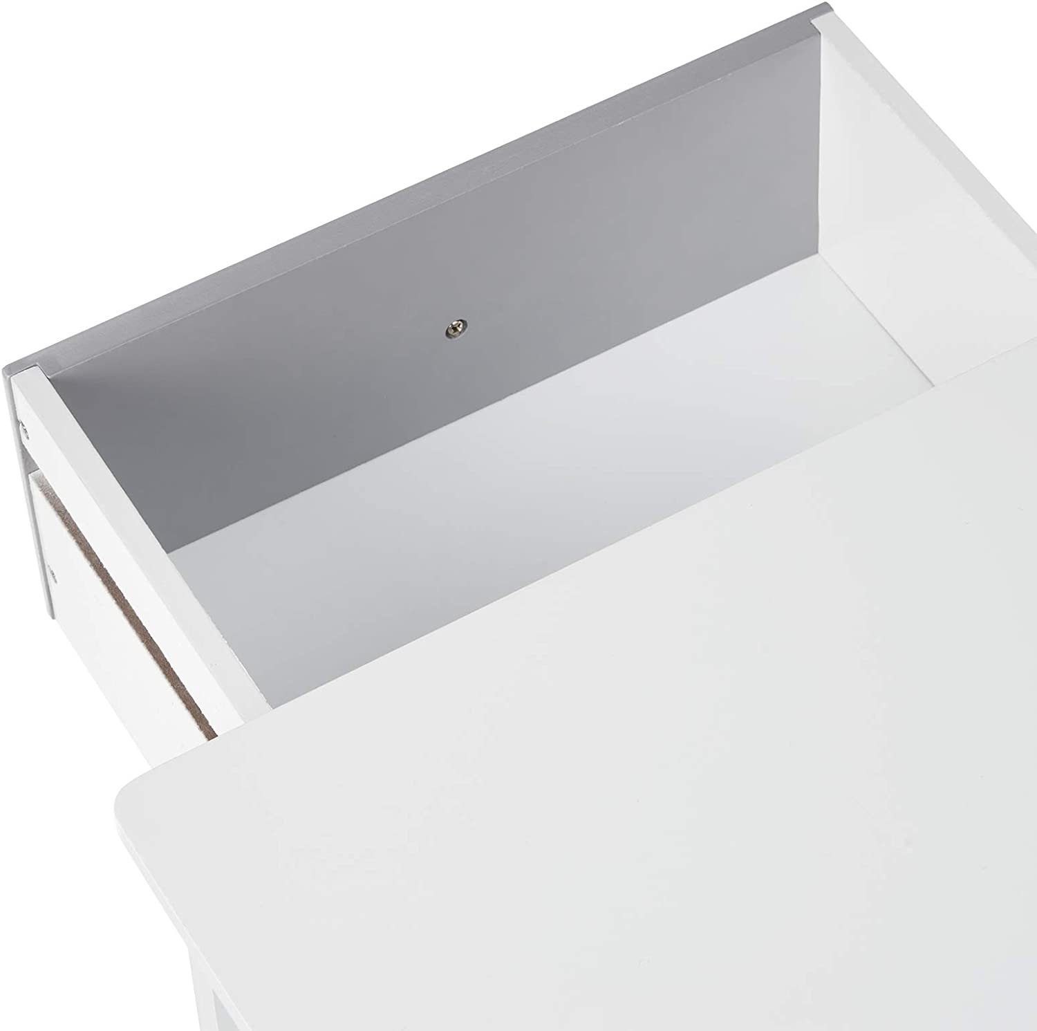 MDF Ablage aus Nachttisch mit (2-St), Schublade Weiß mit Nachtkommode Woltu