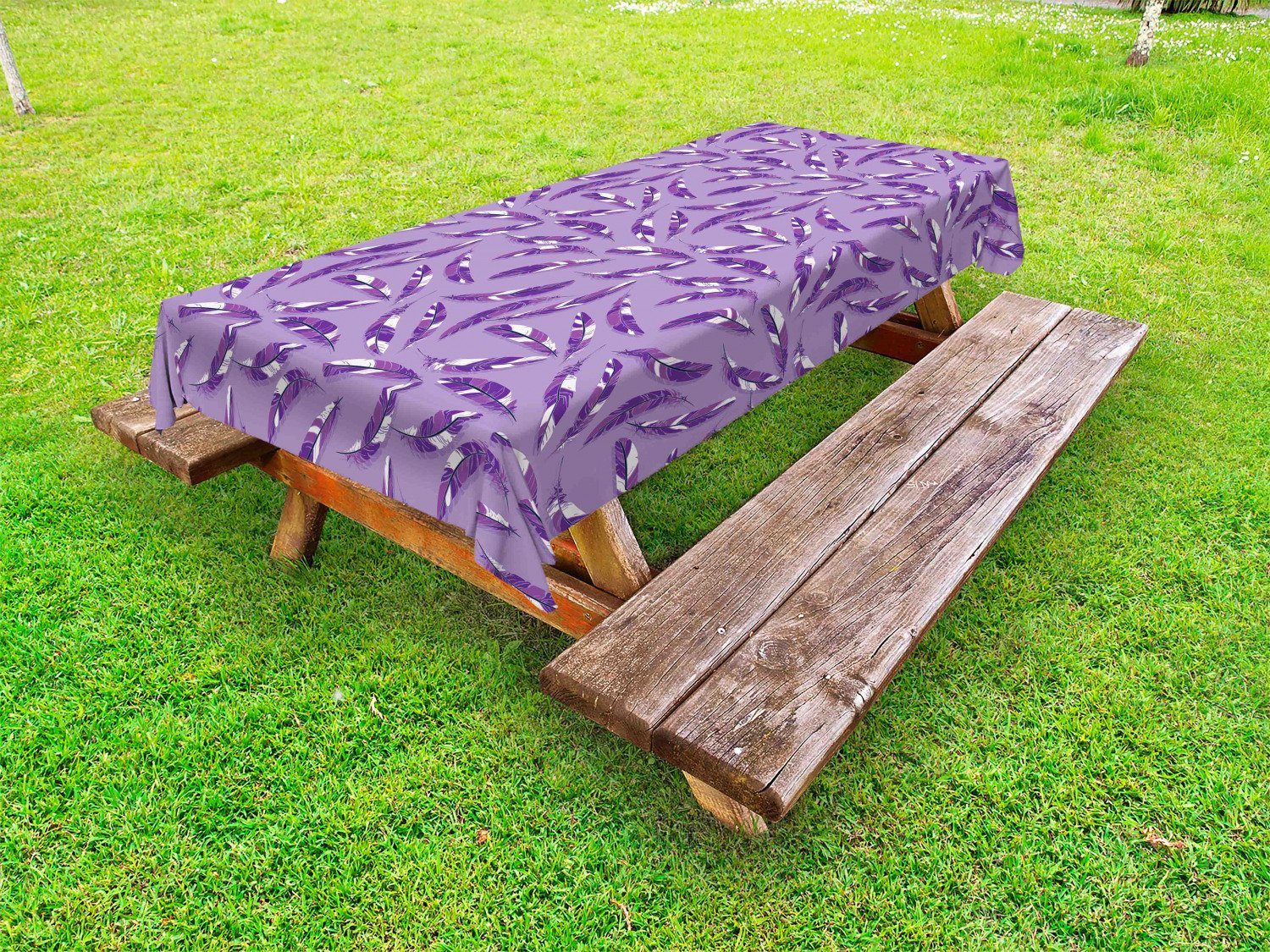 Abakuhaus Tischdecke dekorative waschbare Picknick-Tischdecke, Dunkelviolett Lilac Empfindliche Federn