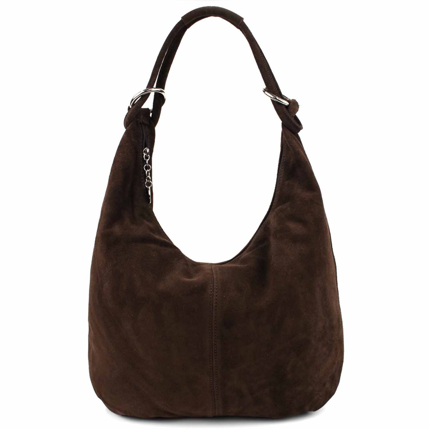 ITALYSHOP24 Schultertasche Made in Italy Damen Leder Tasche Сумки для покупок Umhängetasche Hobo Beutel Bag, Henkeltasche Veloursleder Alltagstasche, unter dem Arm tragbar, leicht