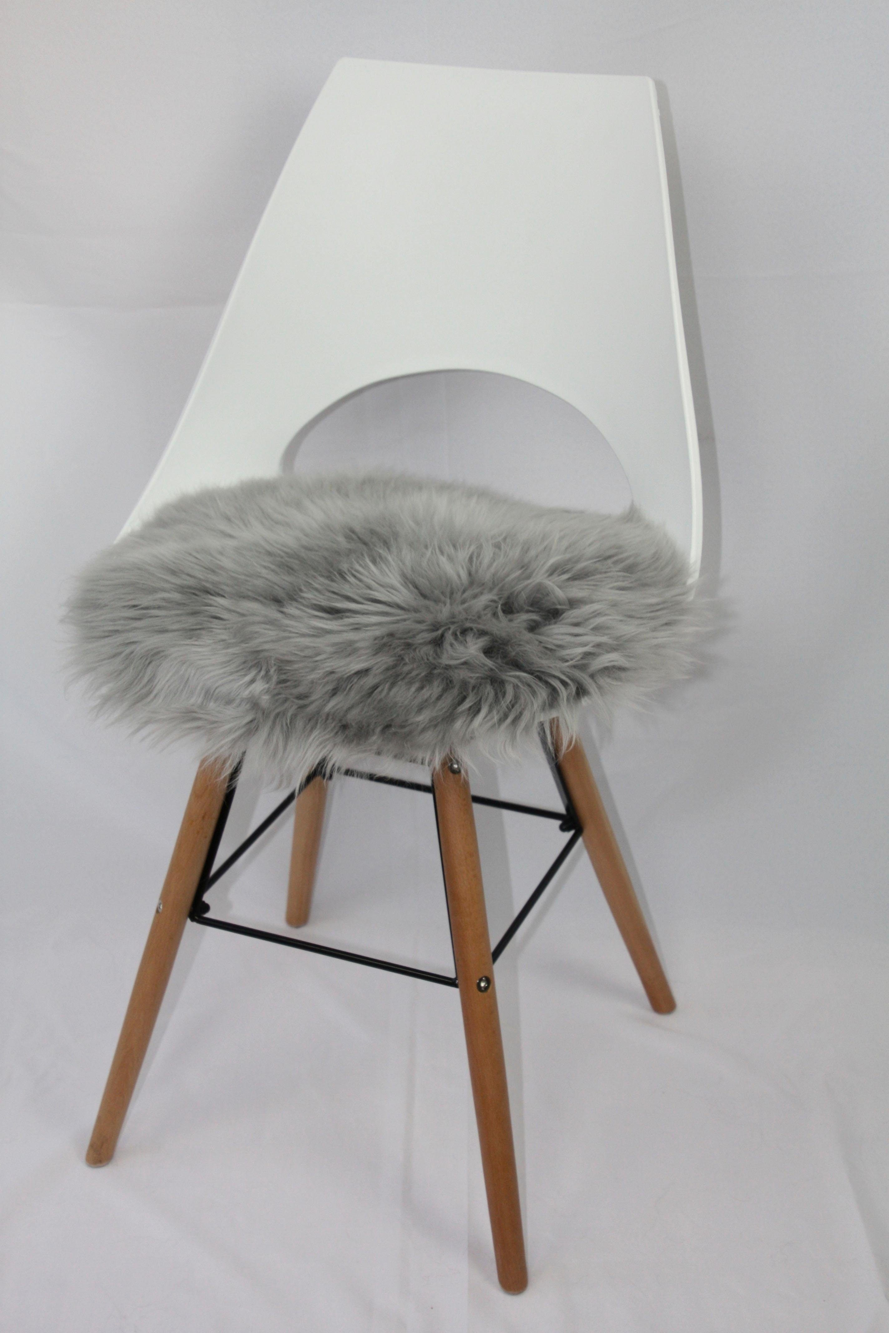 Heitmann Felle Stuhlkissen Lamm, rund, Sitzauflage, Sitzfell, rund, Ø 45 cm, echtes Lammfell, waschbar grau