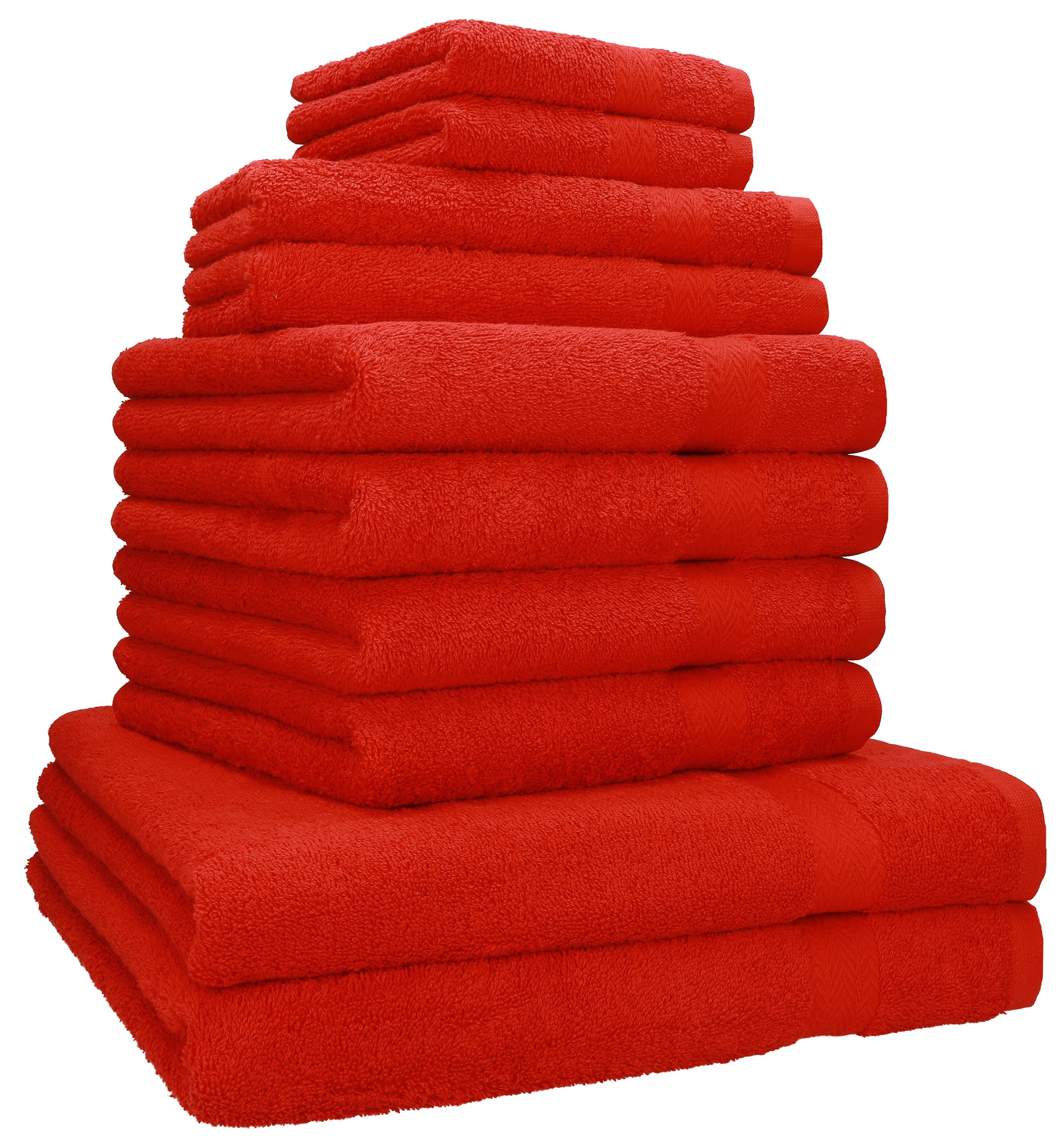 (10-tlg) rot Set 100% Handtuch Handtücher Baumwolle Classic Betz Handtuch-Set Baumwolle, 4 Gästetücher 100% Seiftücher, 2 10-TLG. 2 Duschtücher 2