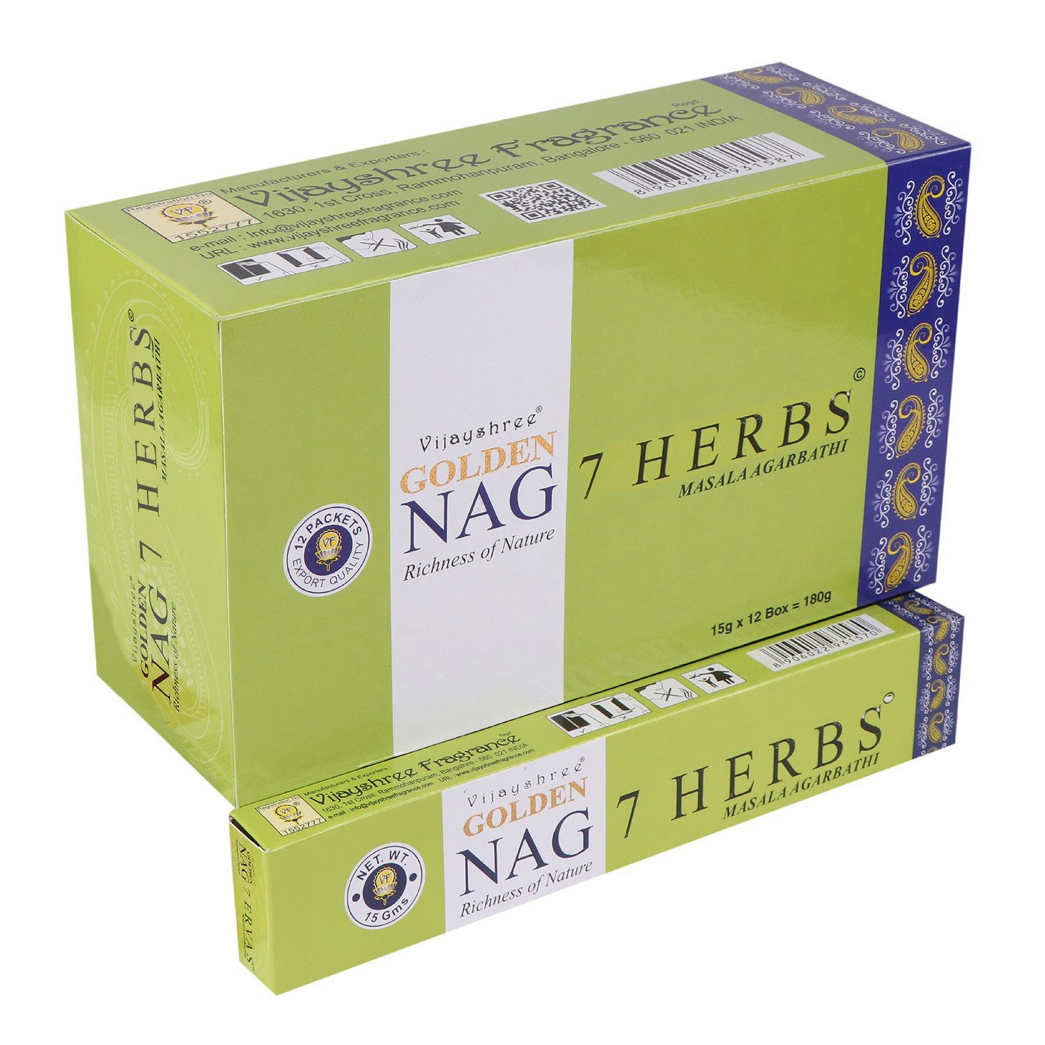 Vijayshree Räucherstäbchen Räucherstäbchen Vijayshree Incense "Golden Nag 7 Herbs" 15gr.