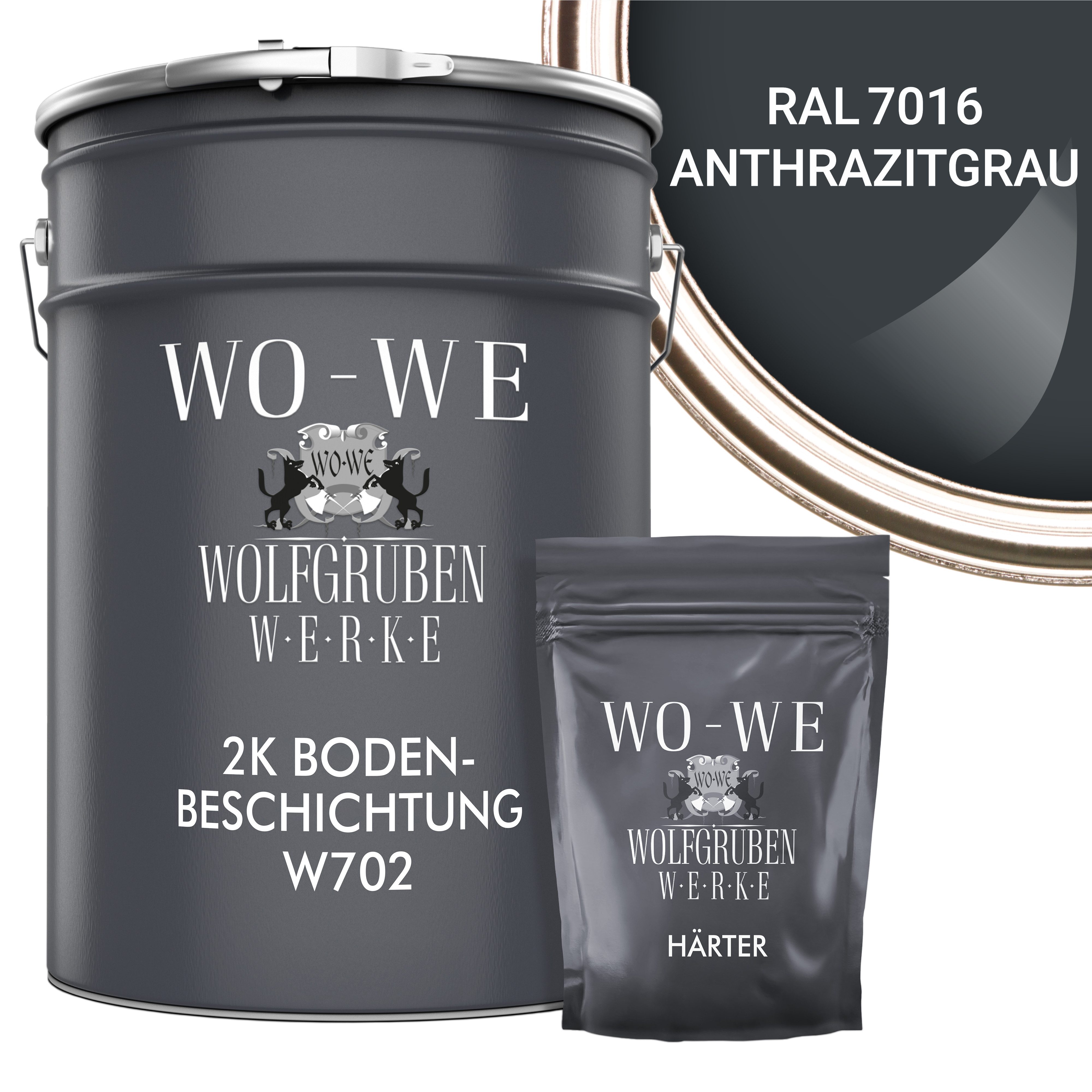WO-WE Bodenversiegelung 2K Garagenfarbe Bodenbeschichtung W702, 2,5-20Kg, Seidenglänzend, Epoxidharz