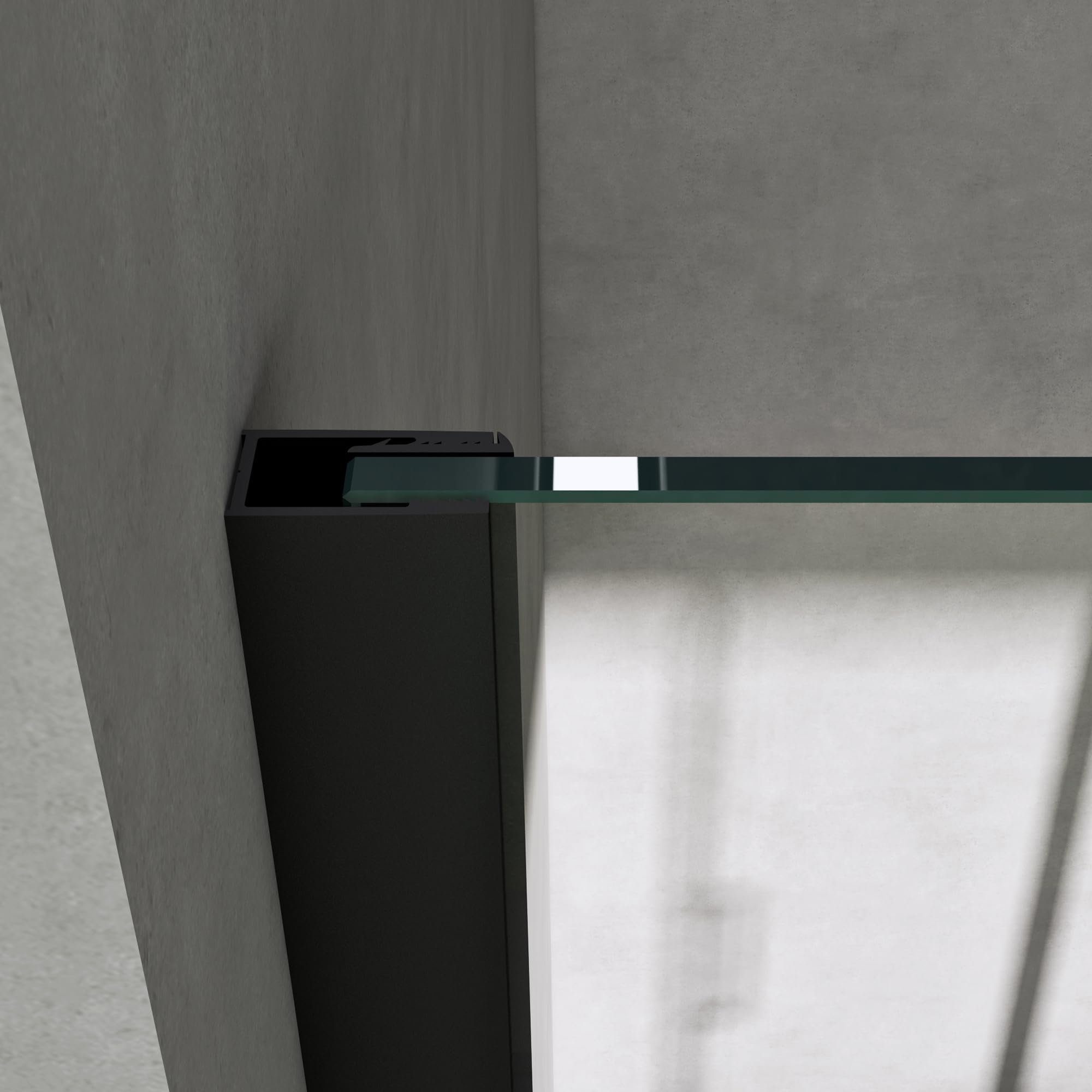 doporro Eckdusche Duschkabine Duschabtrennung schwarz ESG-Glas Nano-Beschichtung Rav19K, BxT: 100x70 cm, Einscheibensicherheitsglas, mit Schiebetür – Bild 5 von 5