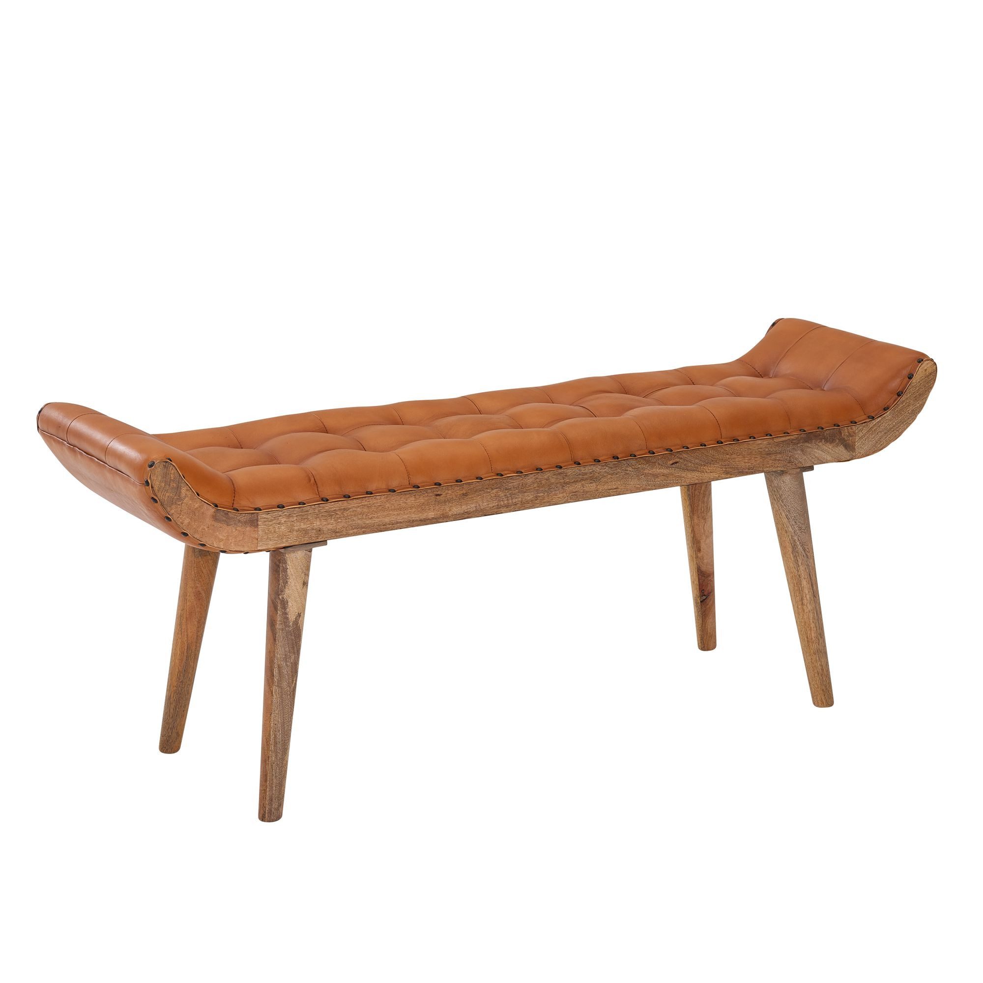 furnicato Bank Ledersitzbank Chesterfield 125x50x38 cm Braun (1-St)