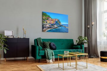 Sinus Art Leinwandbild 120x80cm Wandbild auf Leinwand Cinque Terre Italien Küste Klippen Dorf, (1 St)