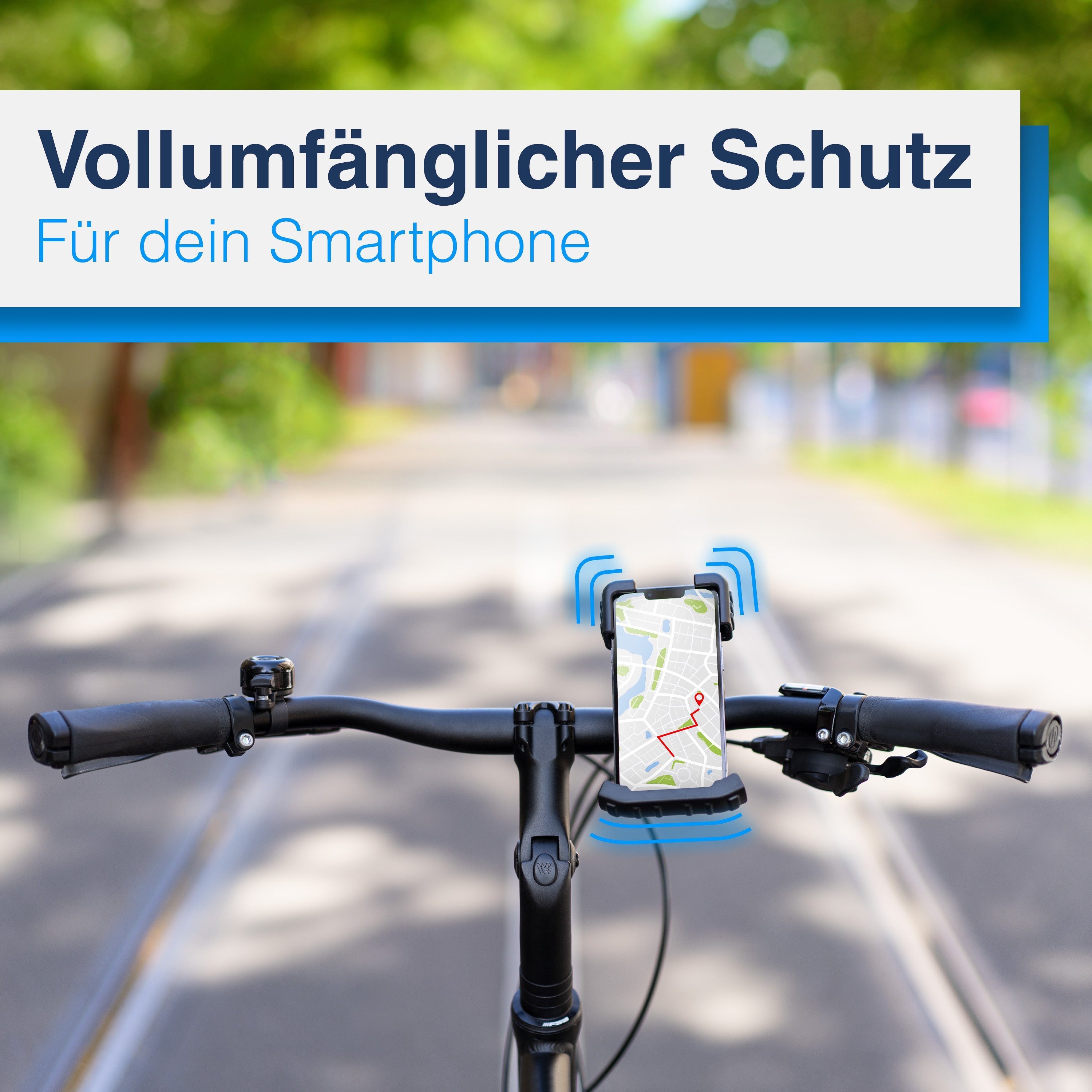 Valkental Handy-Halterung PhoneFix Fahrrad, (für Lenker, werkzeugfrei montierbar & 360° drehbar)
