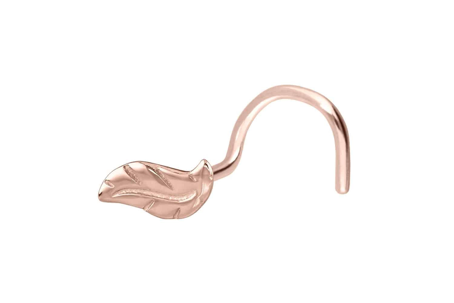 Nasenpiercing 14/18 Karat Gold Nasenstecker Spirale BLATT