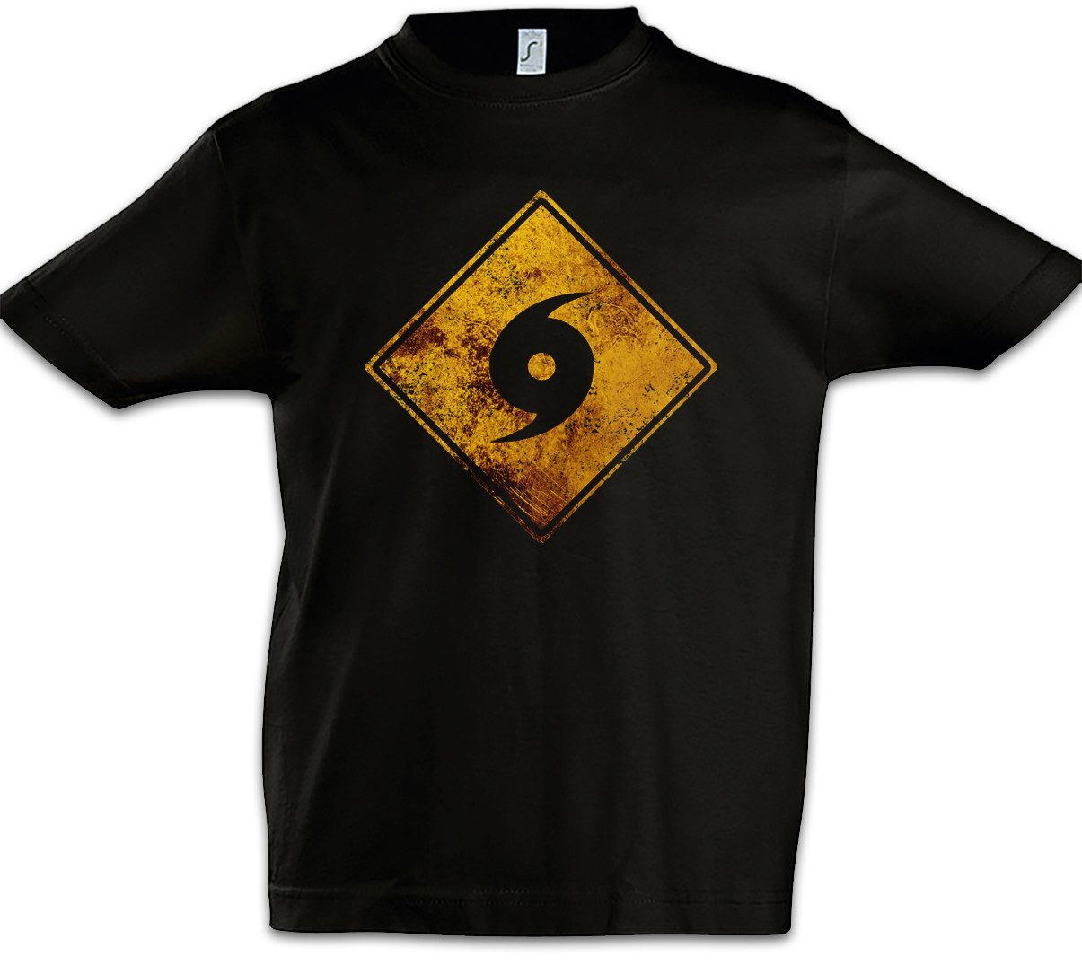 Print-Shirt Hurricane Warning Sign Kinder T-Shirt Warnung Schild Hurricanes