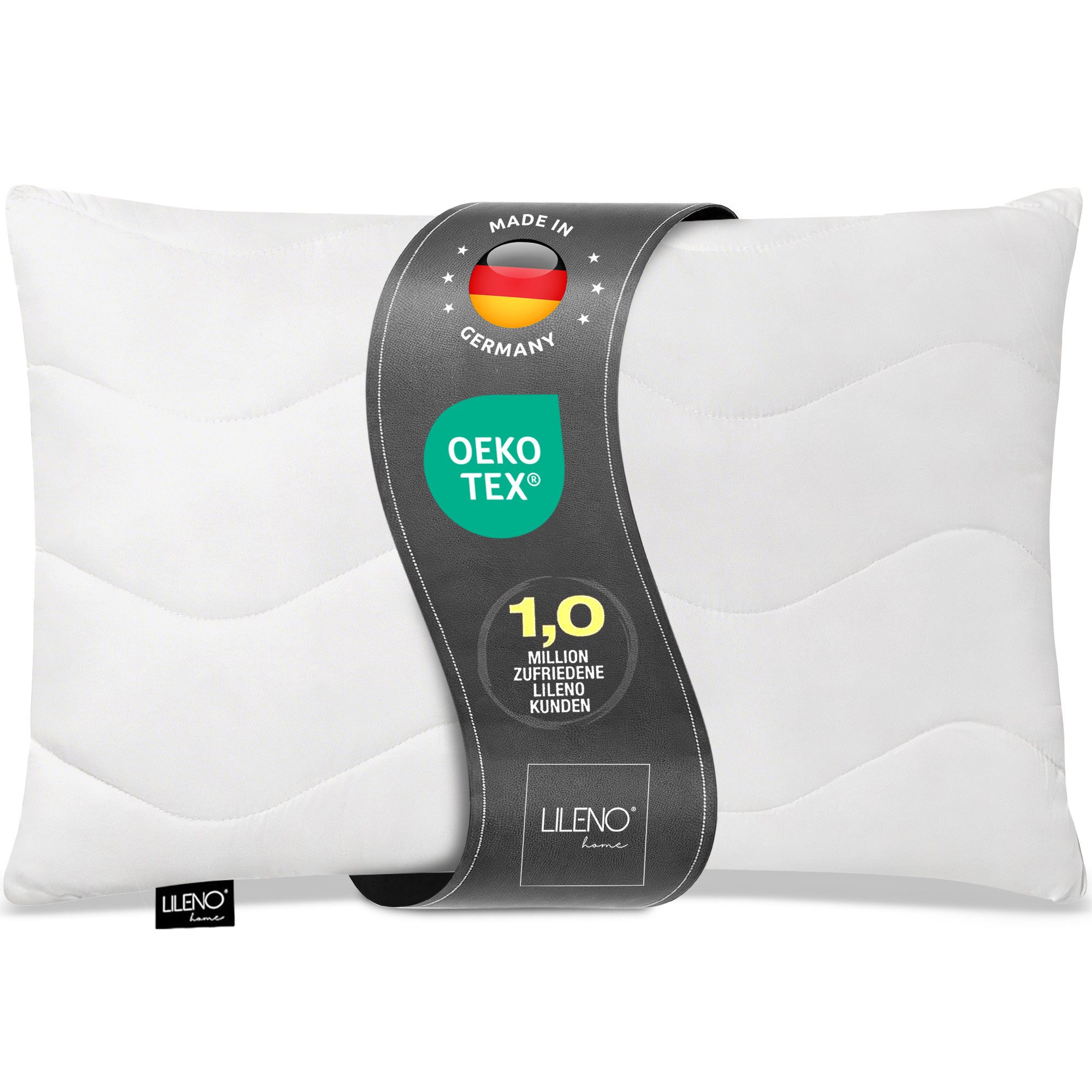 LILENO HOME Kopfkissen LILENO HOME Allergiker Kopfkissen Oeko-Tex & - Made in Germany, Füllung: 100% Polyester, Seitenschläfer, Bauchschläfer, Rückenschläfer, Spar-Set, 1er Set, Dekokissen 30x50 cm, allergikergeeignet, Bettkissen oder Kopfkissen