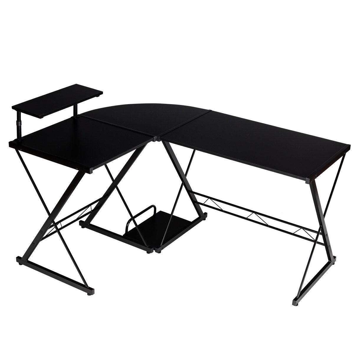 COSTWAY Computertisch, Monitorregal, CPU-Ständer, Metallrahmen, 147x112x79c günstig online kaufen
