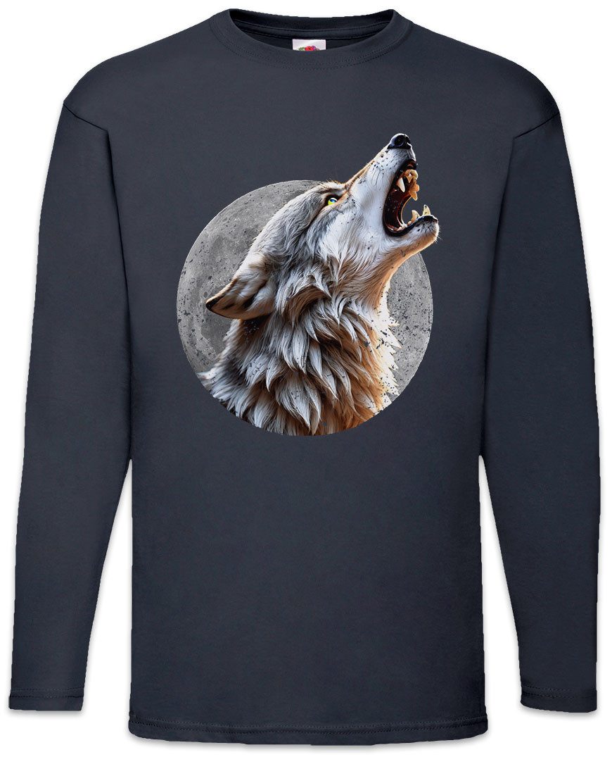 Langarmshirt Wolf Full Moon Langarm T-Shirt Mond Wölfe Werwolf Wolves Werewolf